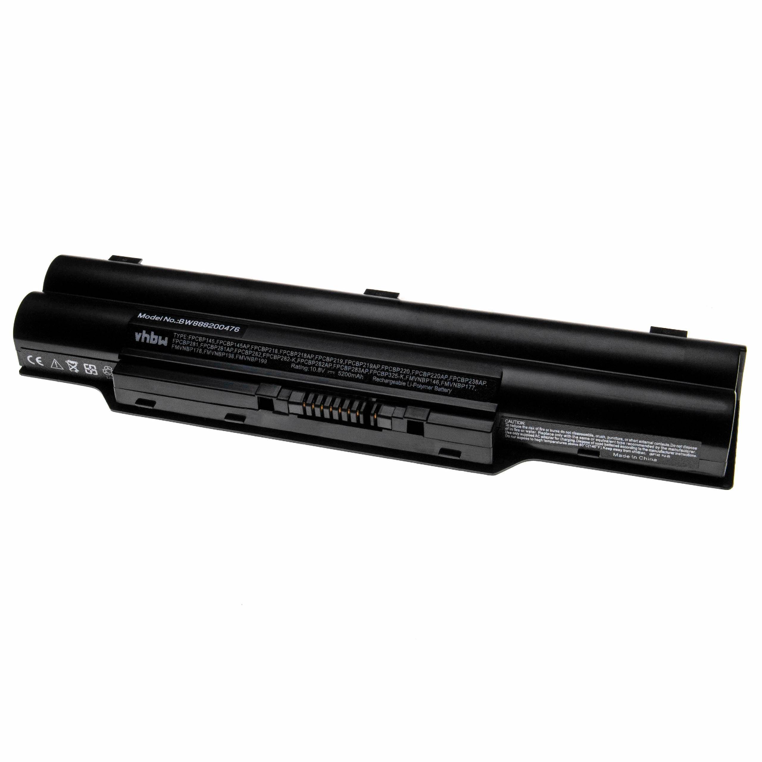 vhbw Akku Ersatz für Fujitsu FPCBP218, FPCBP218AP, FPCBP219, FPCBP222AP für Notebook (5200 mAh, 10,8 V, Li-Polymer)