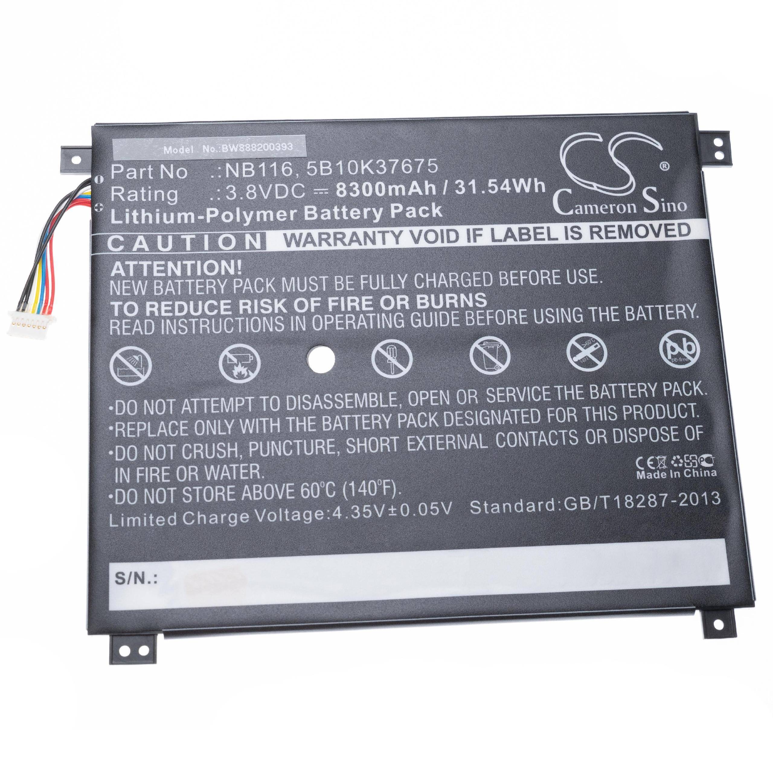 vhbw Akku kompatibel mit Lenovo IdeaPad 100S-80 R2 Notebook (8300 mAh, 3,8 V, Li-Polymer)