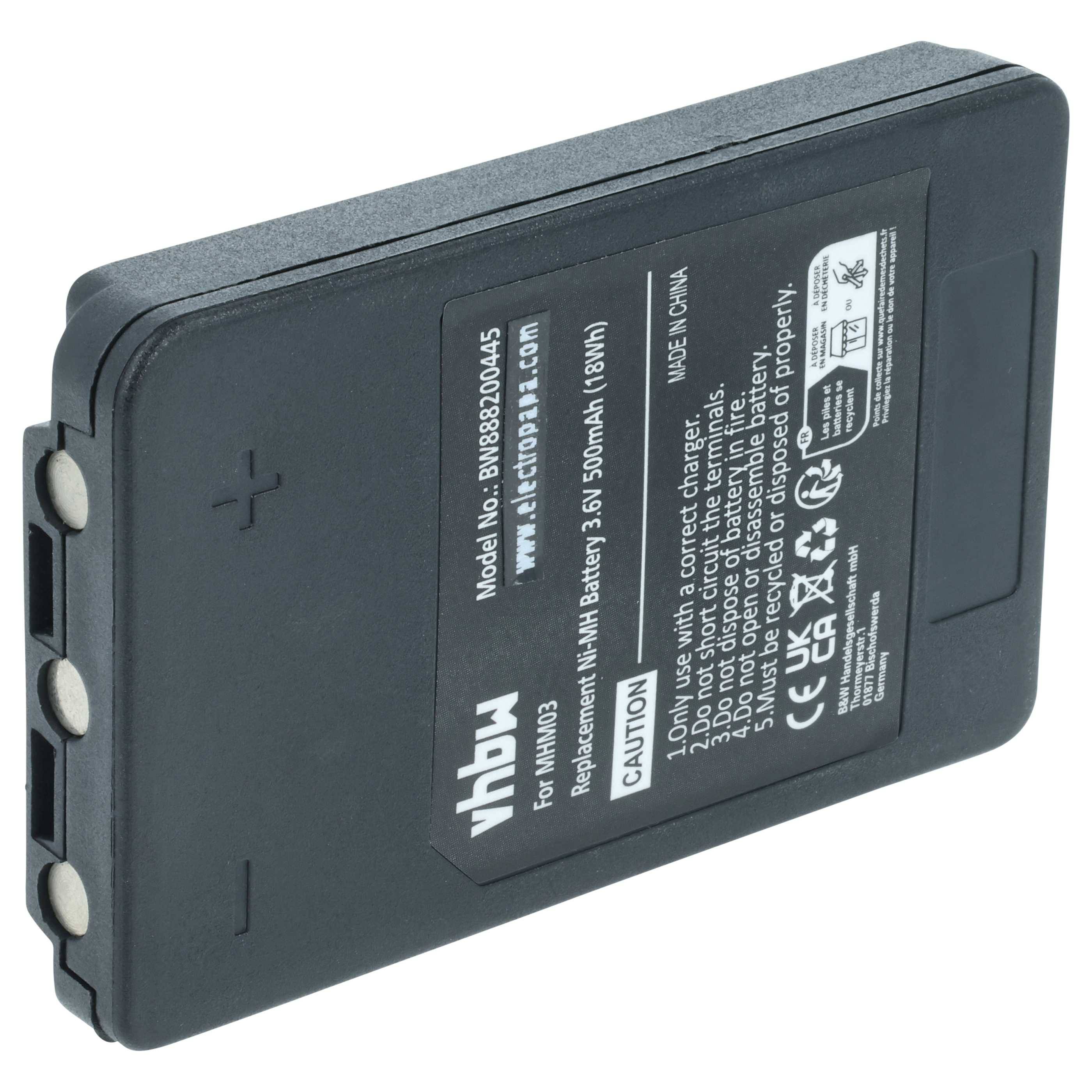 vhbw Modell Nr. EBI88020045 Ersatz Ni-MH Akku, 3,6V, 500mAh (1,8Wh).