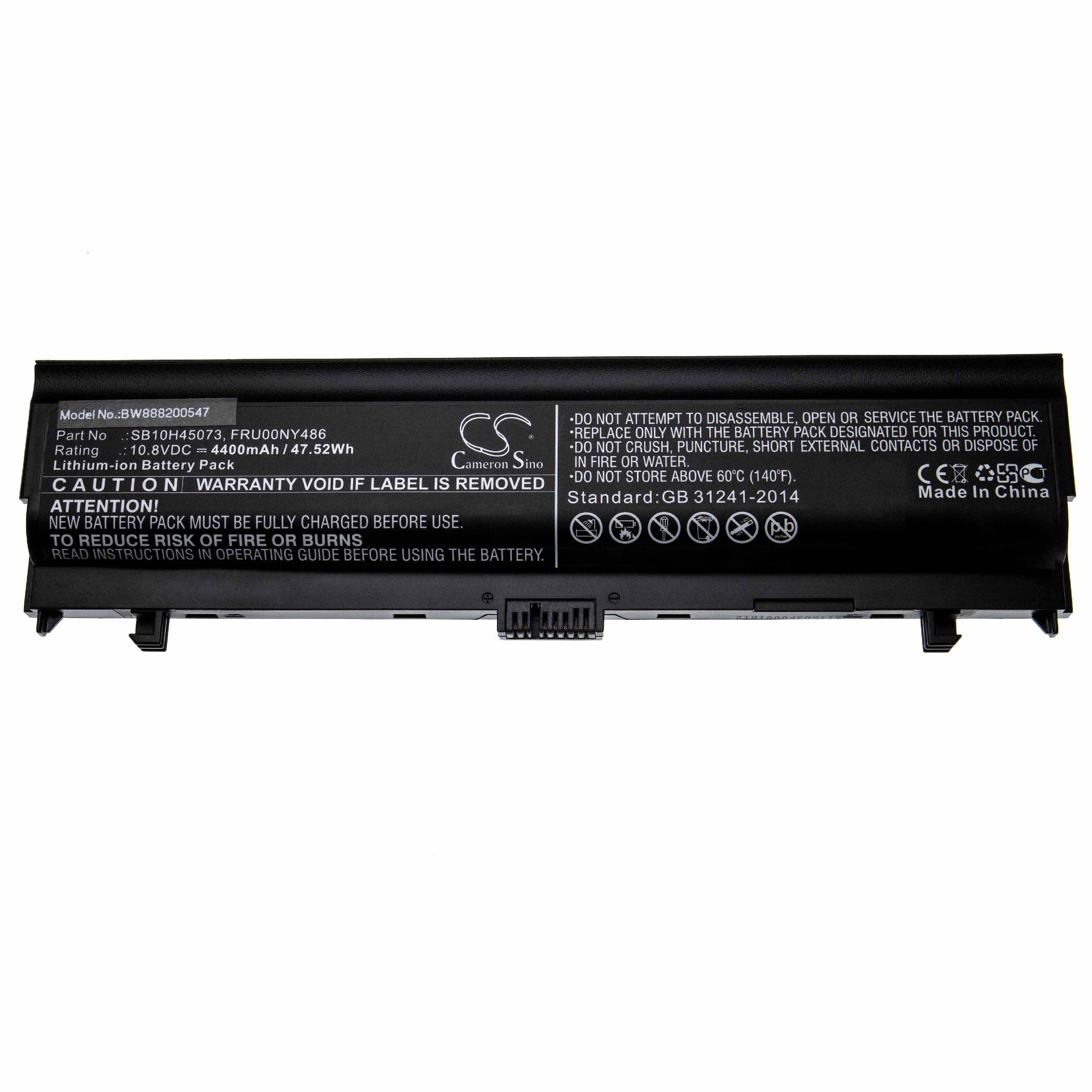 vhbw 1x Akku Ersatz für Lenovo FRU00NY488, FRU00NY486, 00NY489, 00NY488, 00NY486 für Notebook (4400 mAh, 10,8 V, Li-Ion)