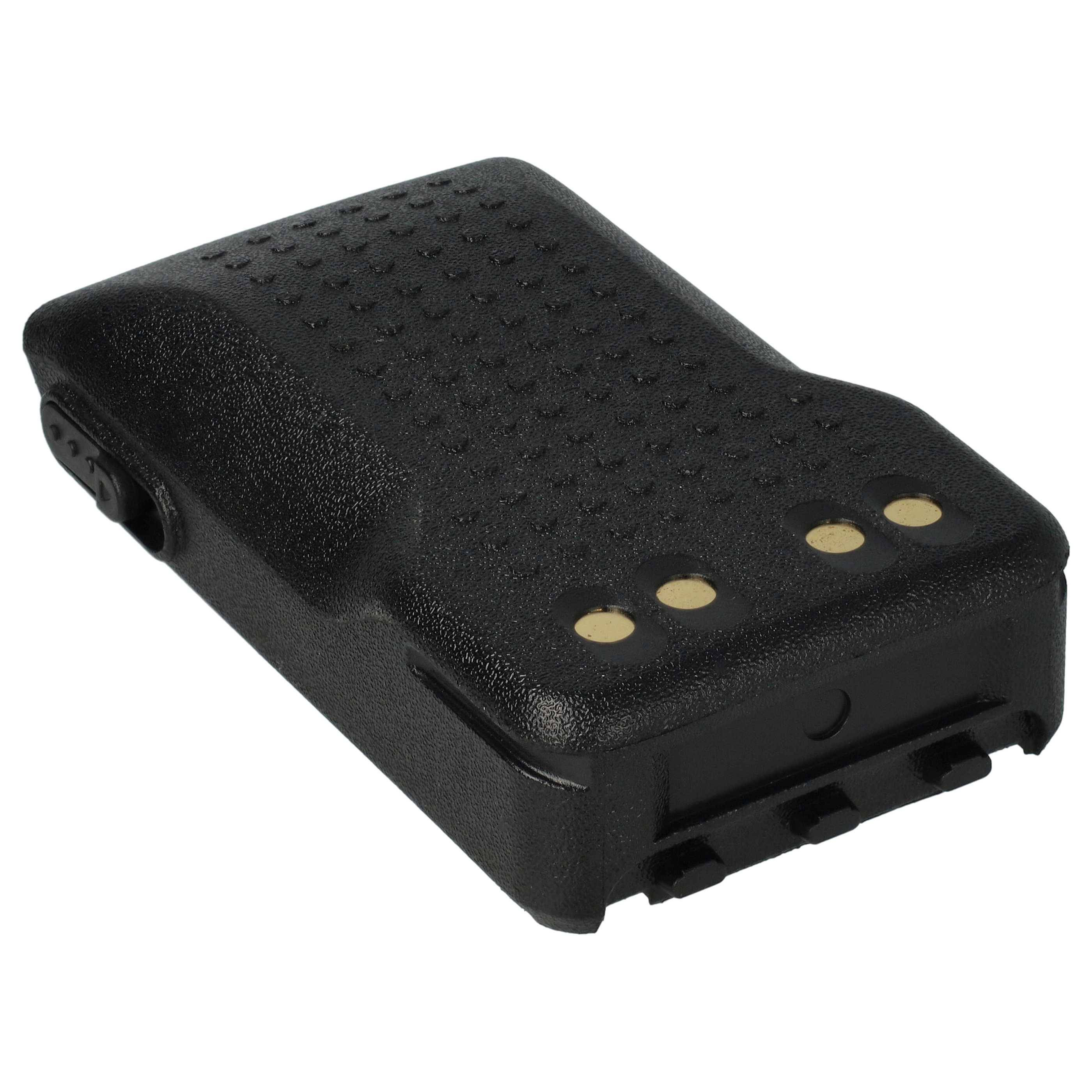Eine schwarze, strukturierte Funksprechgerätebatterie mit zwei Funktionsrichtungen und drei Goldkontaktpunkten, entworfen für lange Lebensdauer und Langlebigkeit.