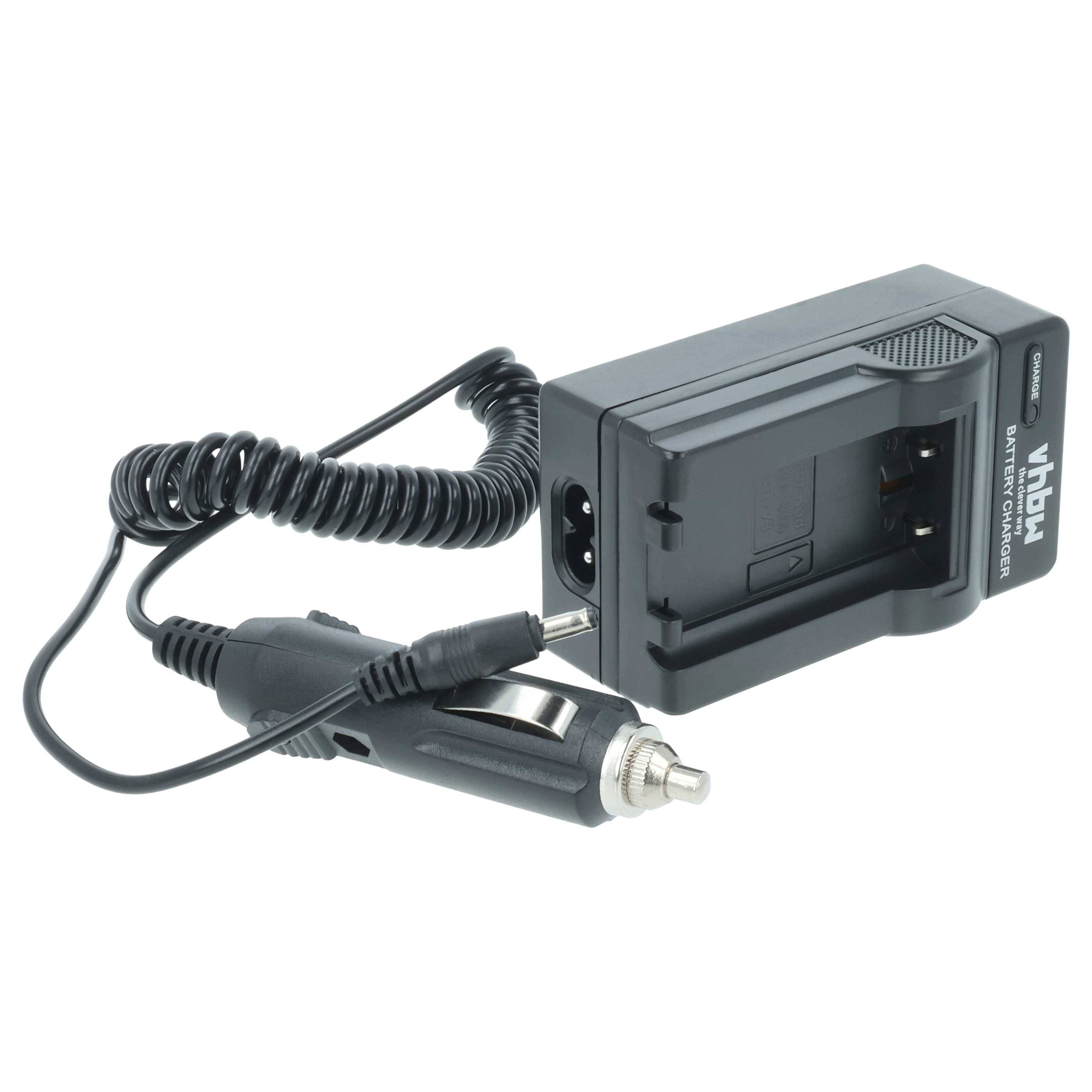 Tragbares Batterieladegerät mit einem Kfz-Adapter, geeignet für die Nutzung in Fahrzeugen.