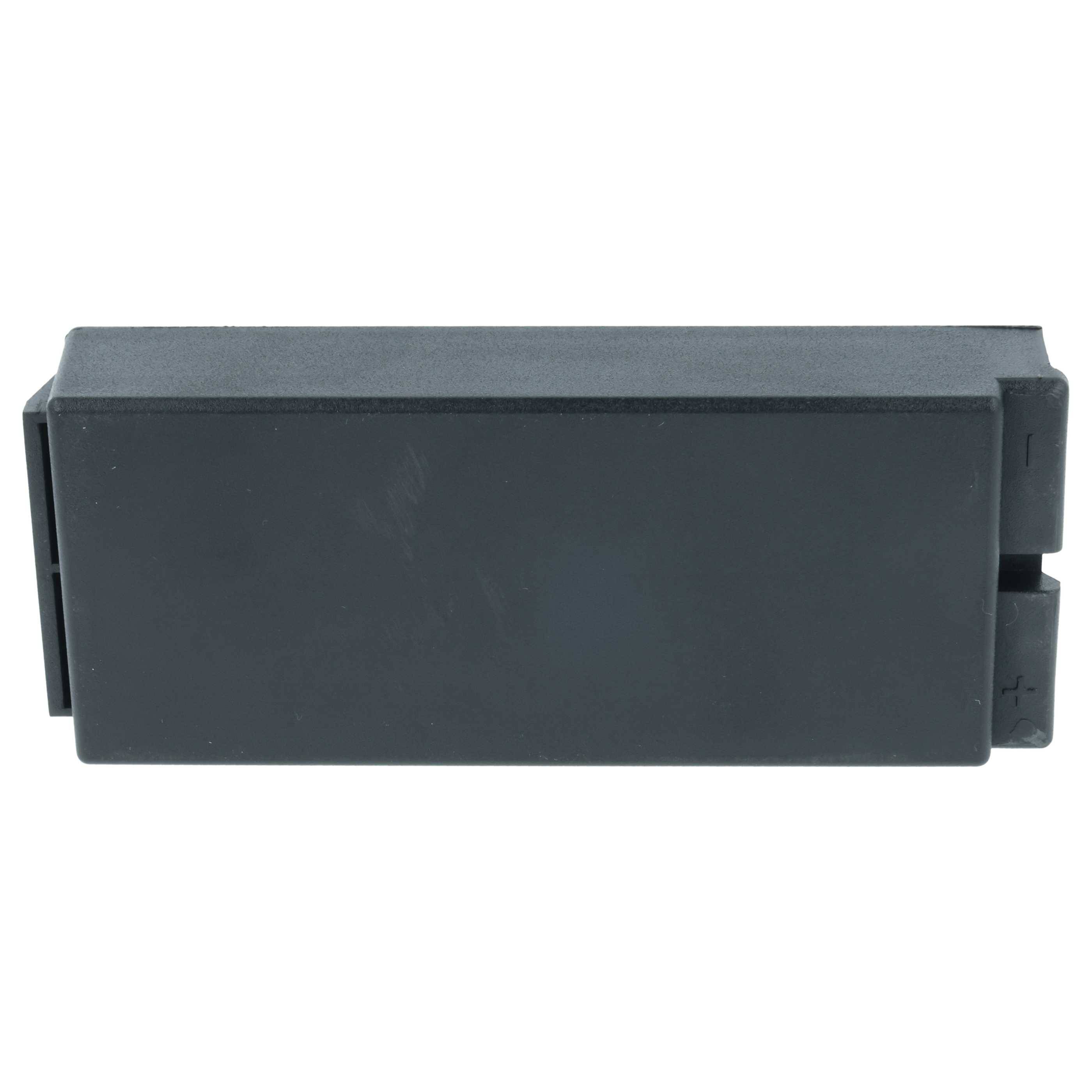 Eine schwarze rechteckige Plastikbox, möglicherweise eine Batterie oder eine elektrische Komponente, mit minimalen Details und ohne sichtbare Markierungen.