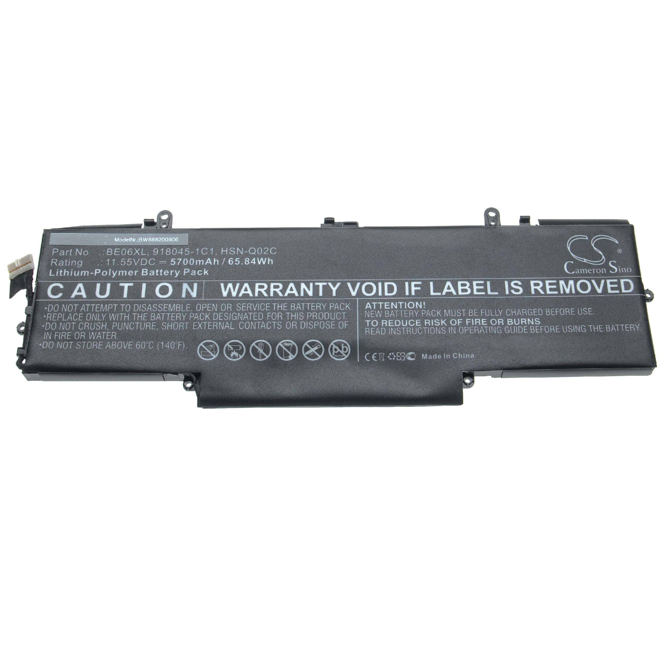 vhbw Akku Ersatz für HP HSTNN-DB7Y, HSTNN-IB7V für Notebook (5700mAh, 11.55V, Li-Polymer)