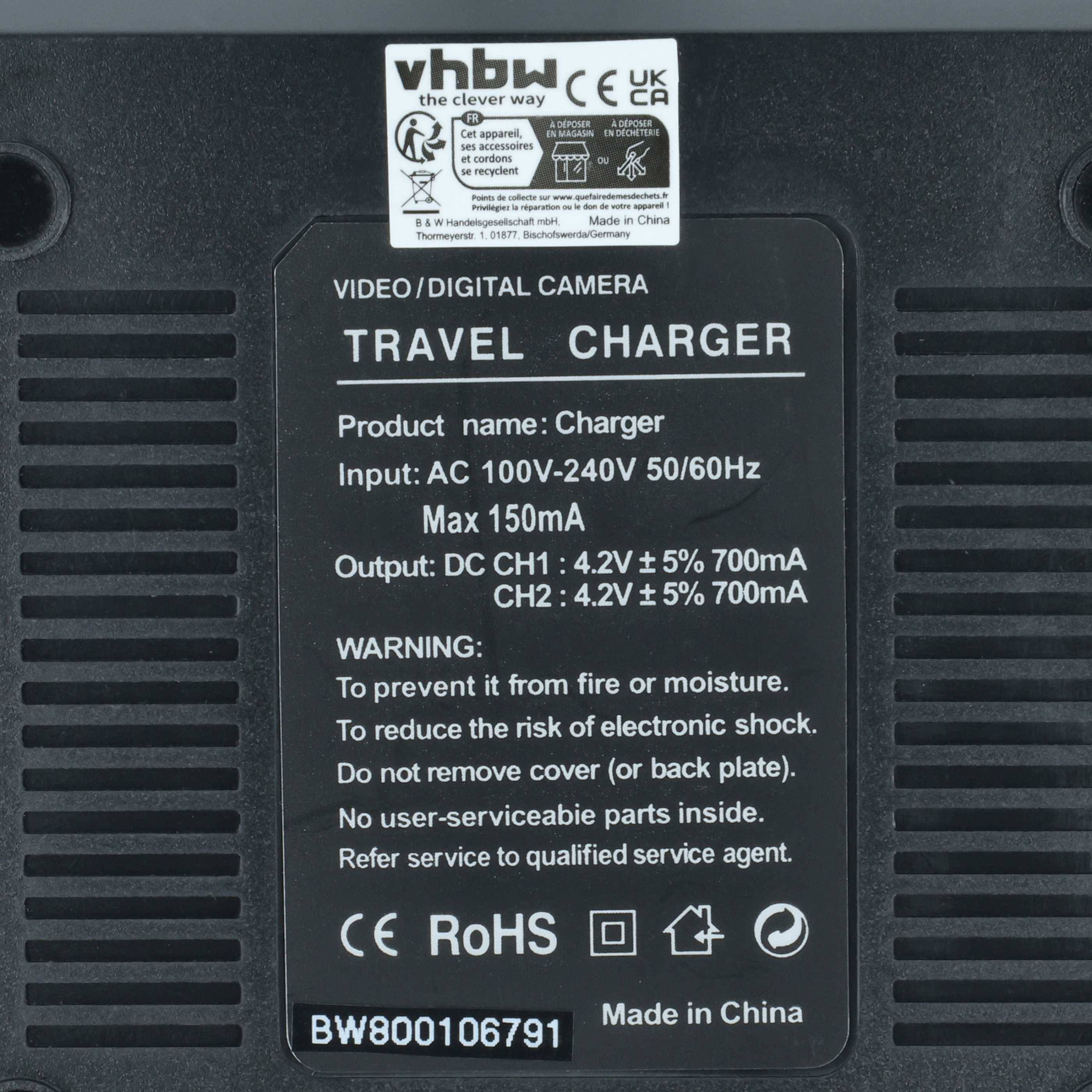 vhbw Dual Ladegerät kompatibel mit Panasonic CGA-DU06, CGA-DU07, CGA-DU12, CGA-DU14 Kamera Camcorder/Akku - Ladeschale, Ladestandsanzeige