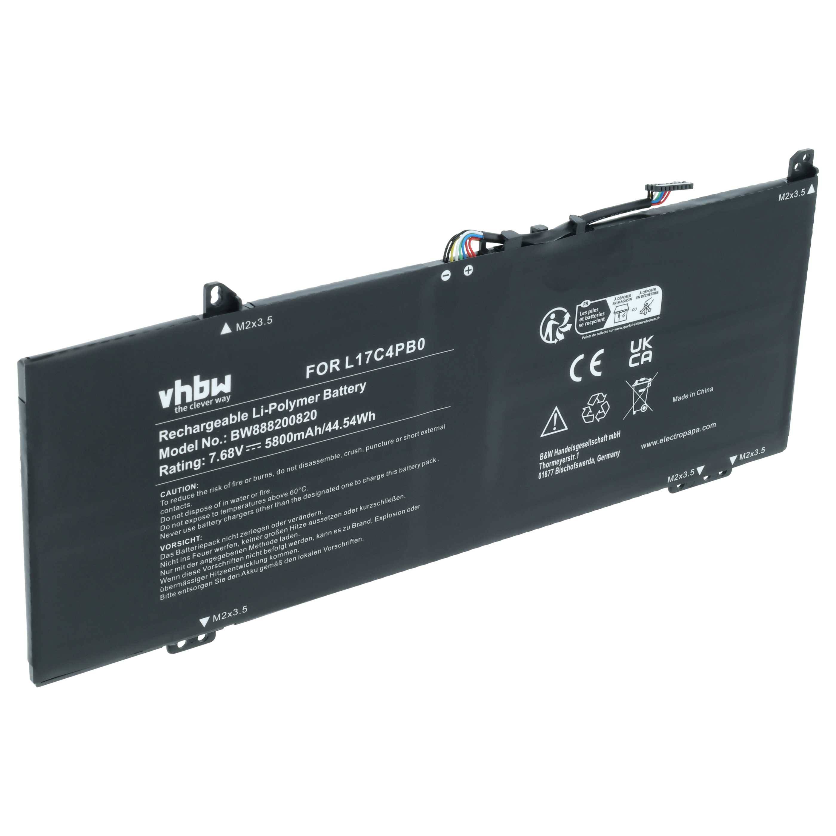 vhbw Akku kompatibel mit Lenovo IdeaPad 530S-15IKB (81EV003BGE) Notebook (5800mAh, 7.68V, Li-Polymer)