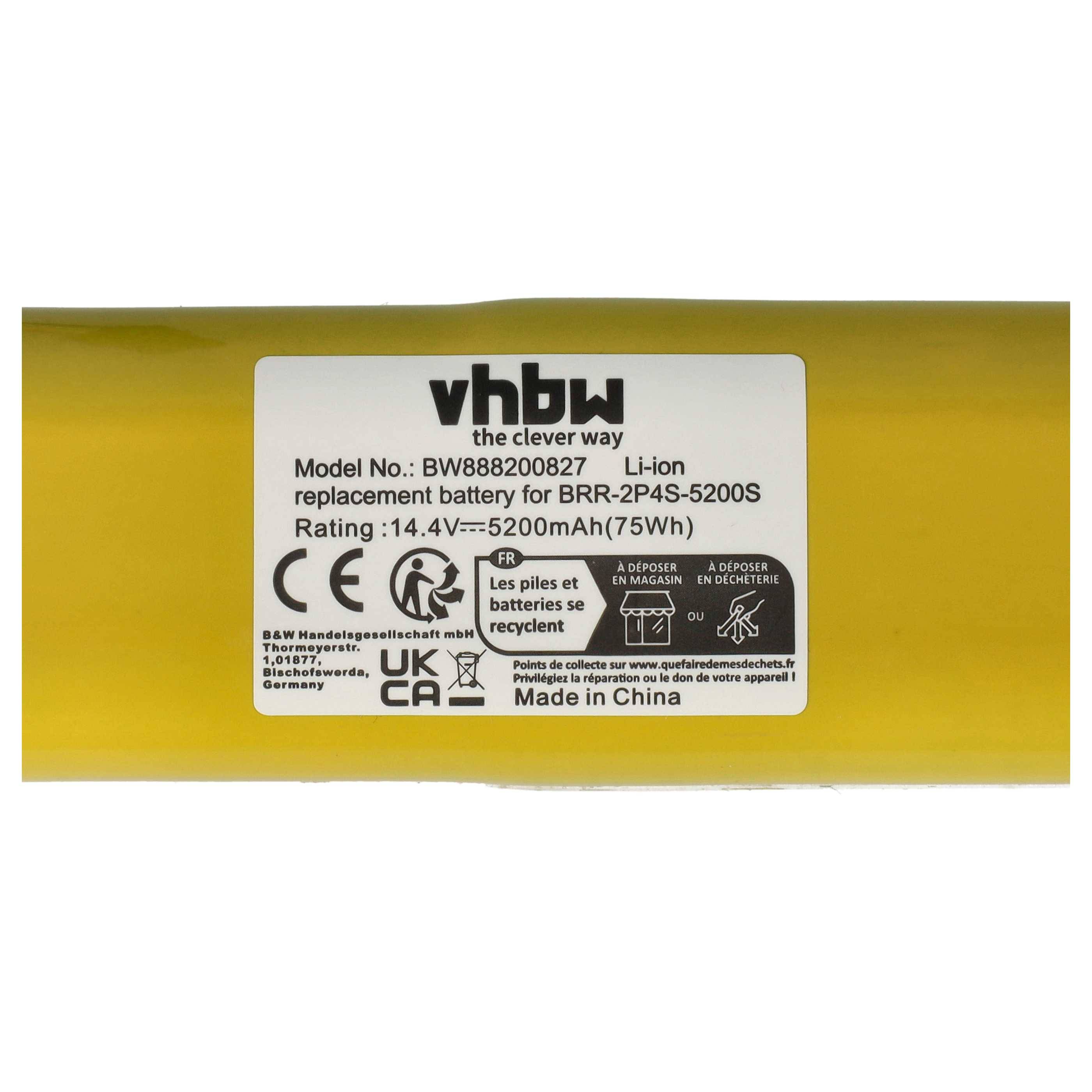 vhbw Akku kompatibel mit Xiaomi Roborock S6 Pure, S6 pure S6P02-00 RKS6PRV0 Rubys-LB Saugroboter (5200 mAh, 14,4 V, Li-Ion)