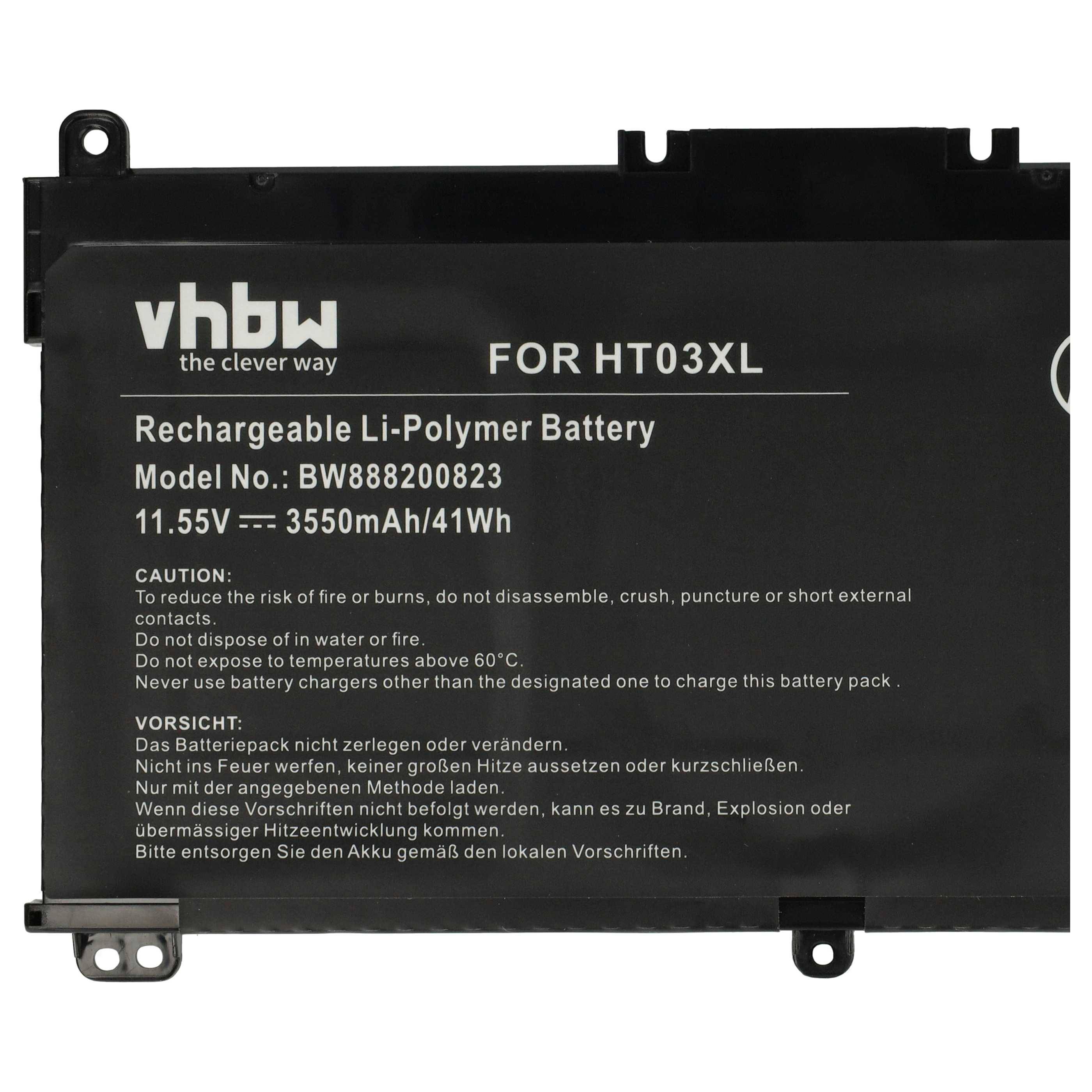 vhbw Akku Ersatz für HP L11421-2C2, L11421-2C1, L11421-2D1, L11421-2C3 für Notebook (3550 mAh, 11,55 V, Li-Polymer)