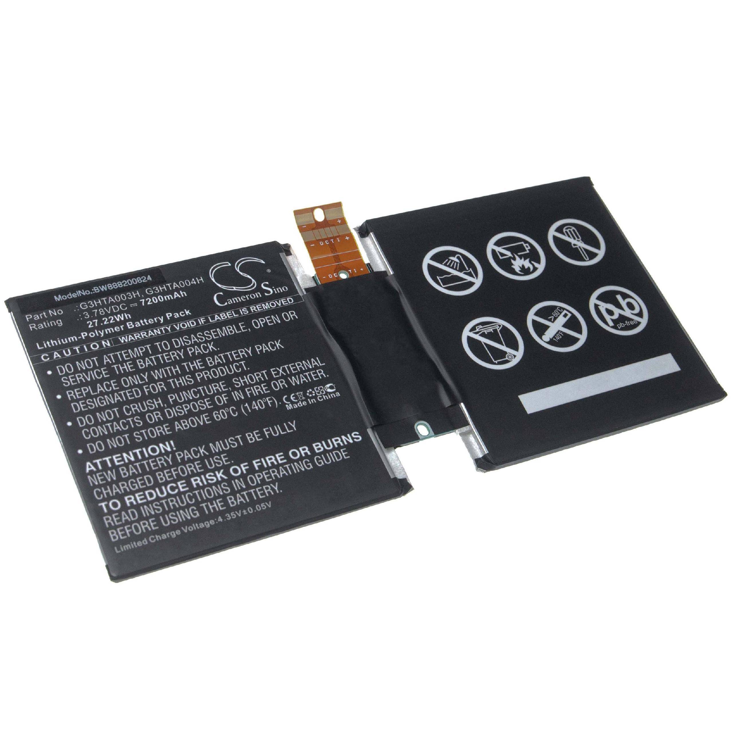 vhbw Akku kompatibel mit Microsoft Surface MSK-1645 | 3 1645, 3 10.8" Tablet Pad (7200 mAh, 3,78 V, Li-Polymer)