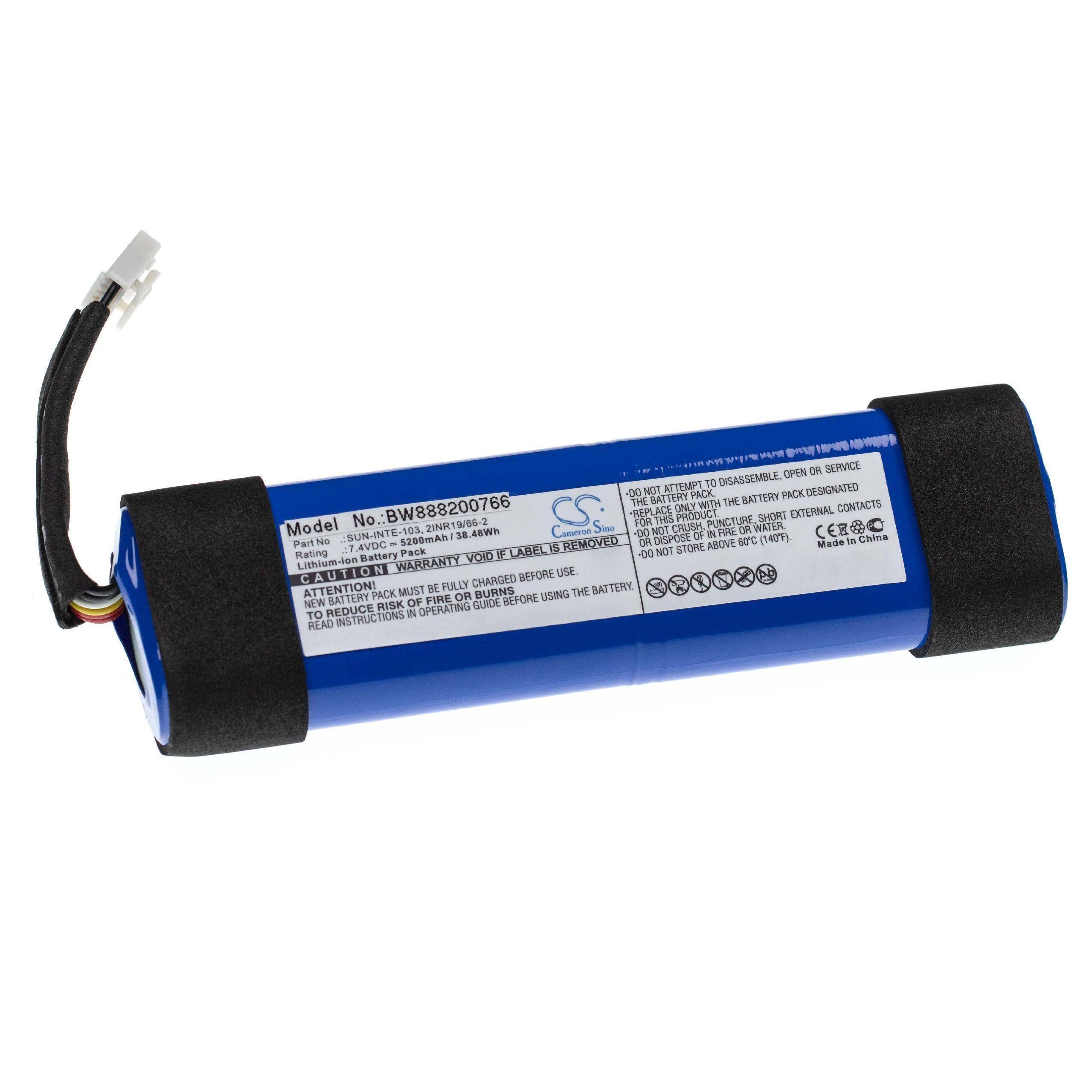 vhbw Akku Ersatz für JBL 2INR19/66-2, SUN-INTE-103 für Lautsprecher Boxen Speaker (5200 mAh, 7,4 V, Li-Ion)