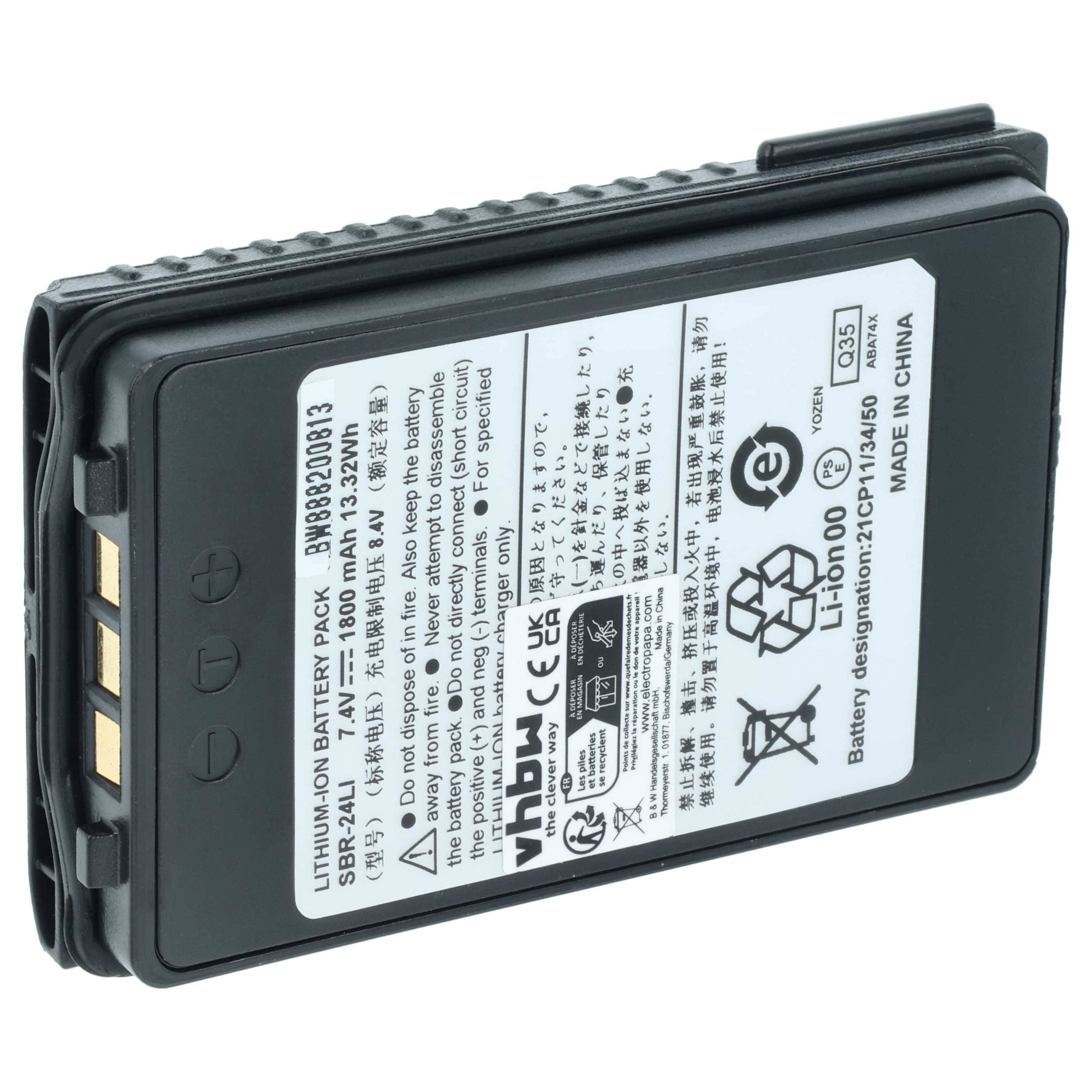 vhbw Akku kompatibel mit Yaesu FT-70D, FT-70DR, FT-70DS Funkgerät, Walkie Talkie (1800 mAh, 7,4 V, Li-Ion)