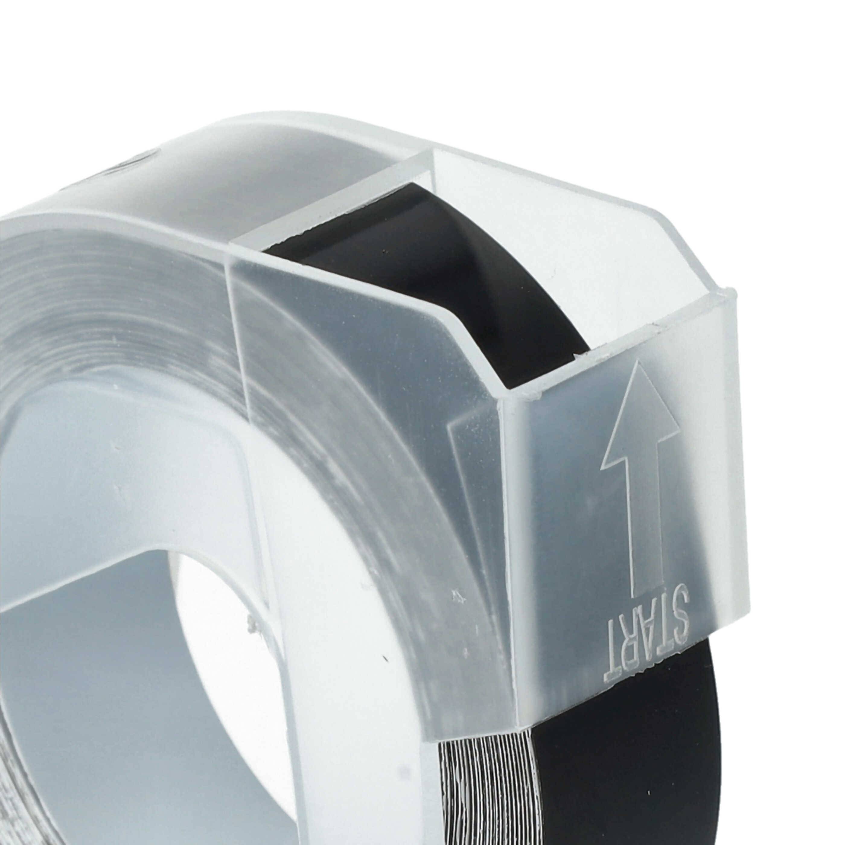 vhbw 3D Prägeband-Schriftband-Kassette Ersatz für Dymo 0898132 für Etiketten-Drucker 12mm Weiß auf Schwarz