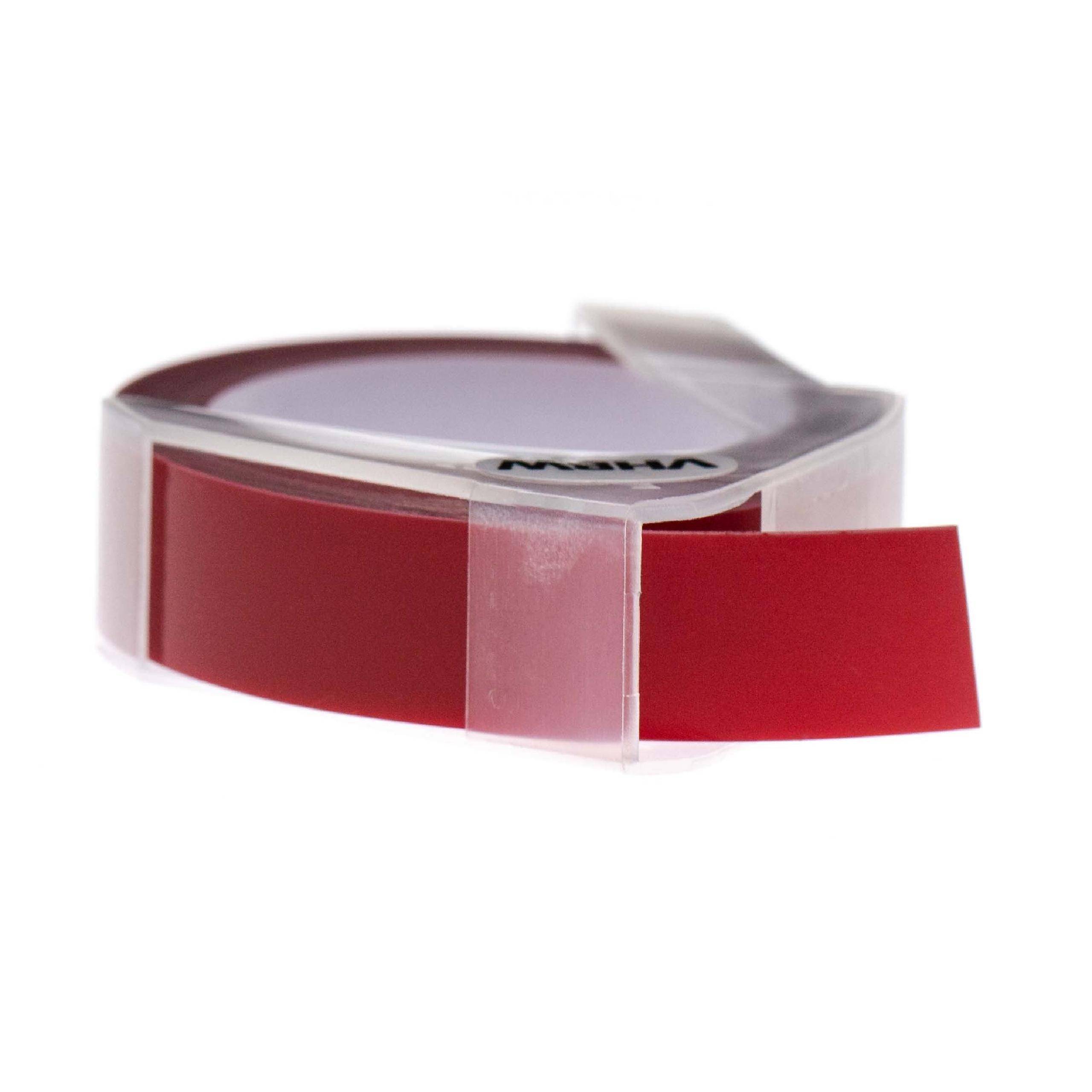 vhbw 3D Prägeband-Kassette kompatibel mit Dymo Rhino M1011 | Etiketten-Drucker 3m x 12mm Weiß auf Rot