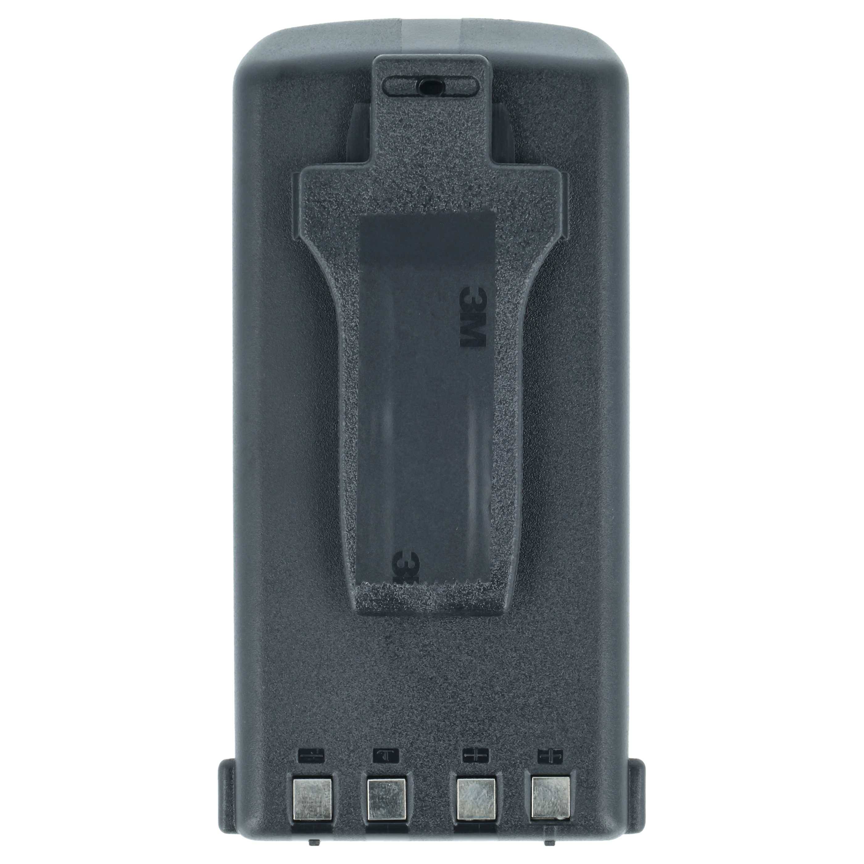 Eine graue rechteckige Kamera-Batterie mit vier Metallkontakten an der Basis, die für ein bestimmtes Modell entwickelt wurde und für Fotoausrüstung geeignet ist.