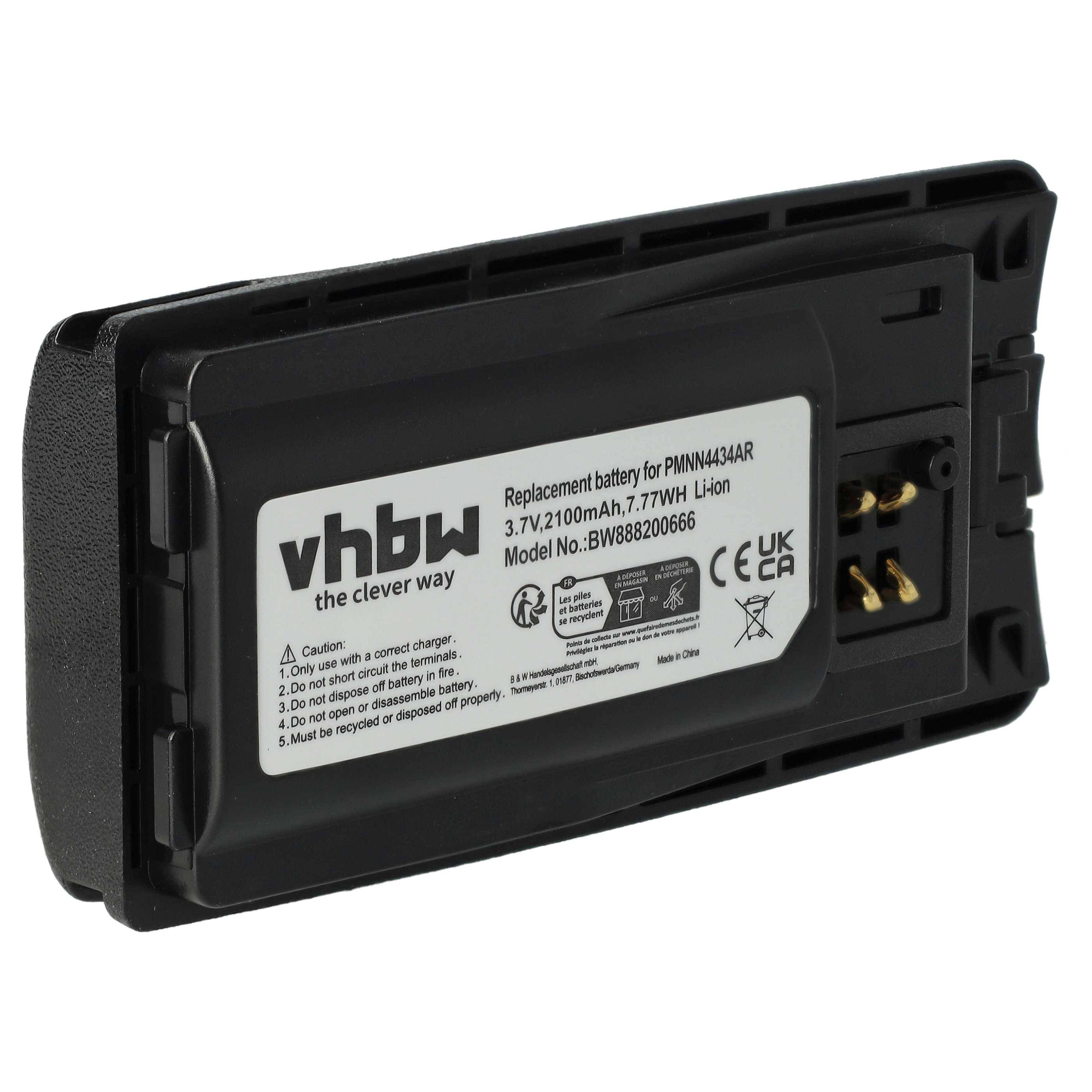 vhbw Akku kompatibel mit Motorola RMM2050, RMU2040, RMU2043, RMU2050, RMU2080, RMU2080d, RMV2080 Funkgerät, Walkie Talkie (2100 mAh, 3,7 V, Li-Ion)