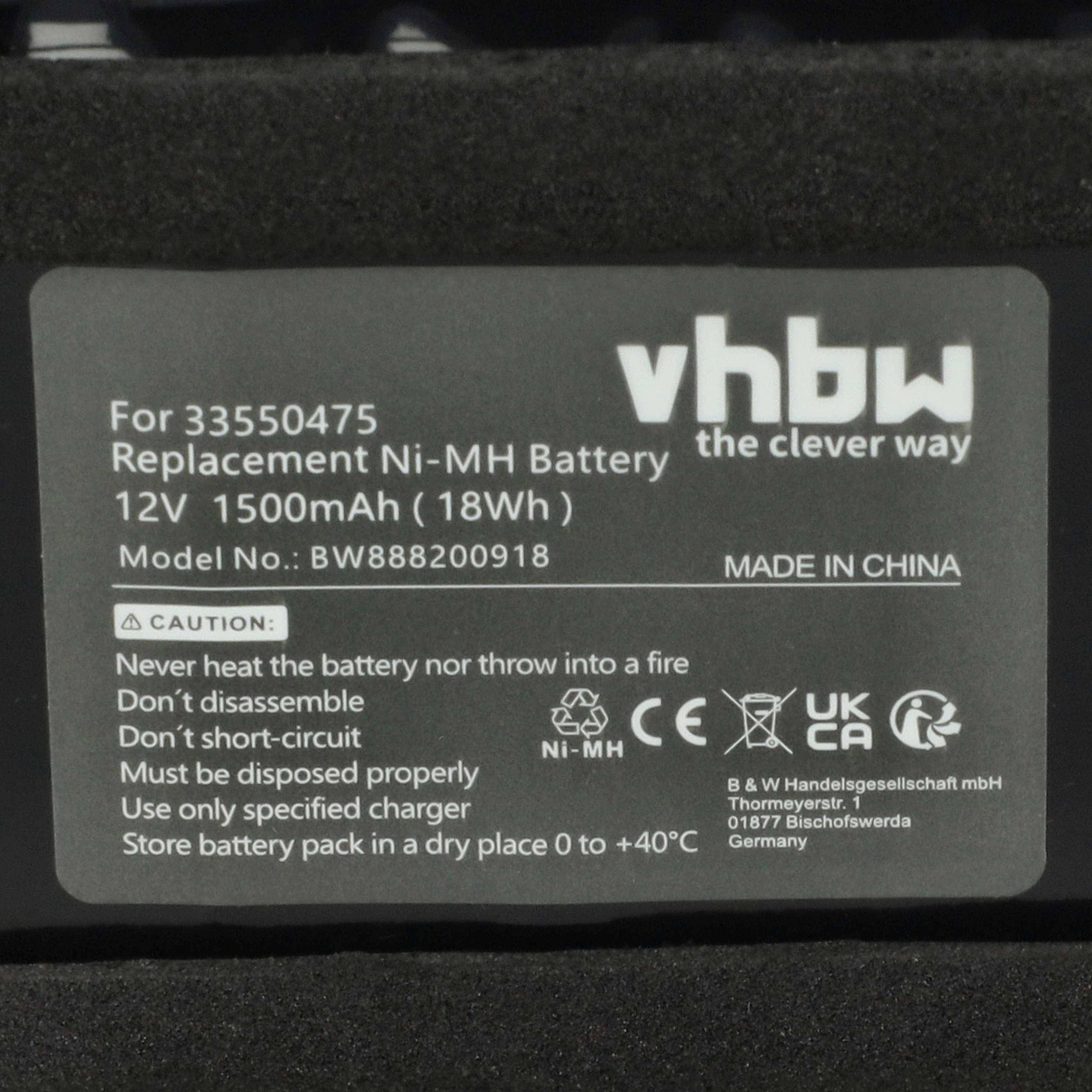vhbw Akku kompatibel mit Besam Unislide II Sliding door, Slimdrive Schiebetorantrieb Torantrieb Drehtorantrieb (1500 mAh, 12 V, NiMH)