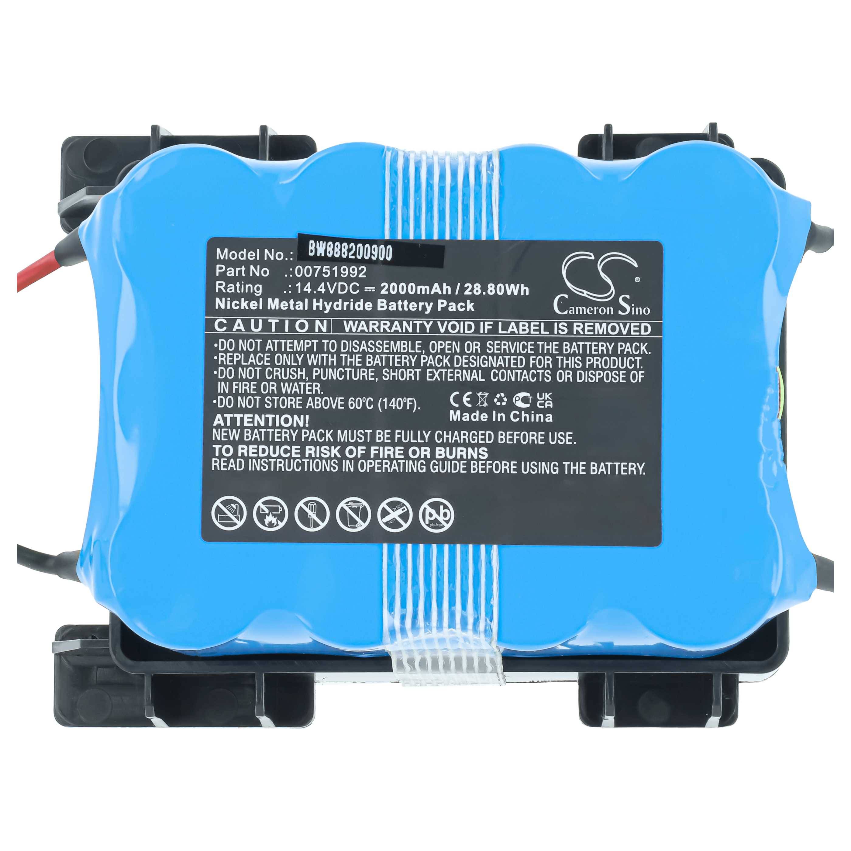 vhbw Akku kompatibel mit Bosch BBHMOVE3/03 | BBHMOVE3/01, BBHMOVE3AU/03, BBHMOVE301, BBHMOVE3N/01 Home Cleaner Heimroboter (2000 mAh, 14,4 V, NiMH)