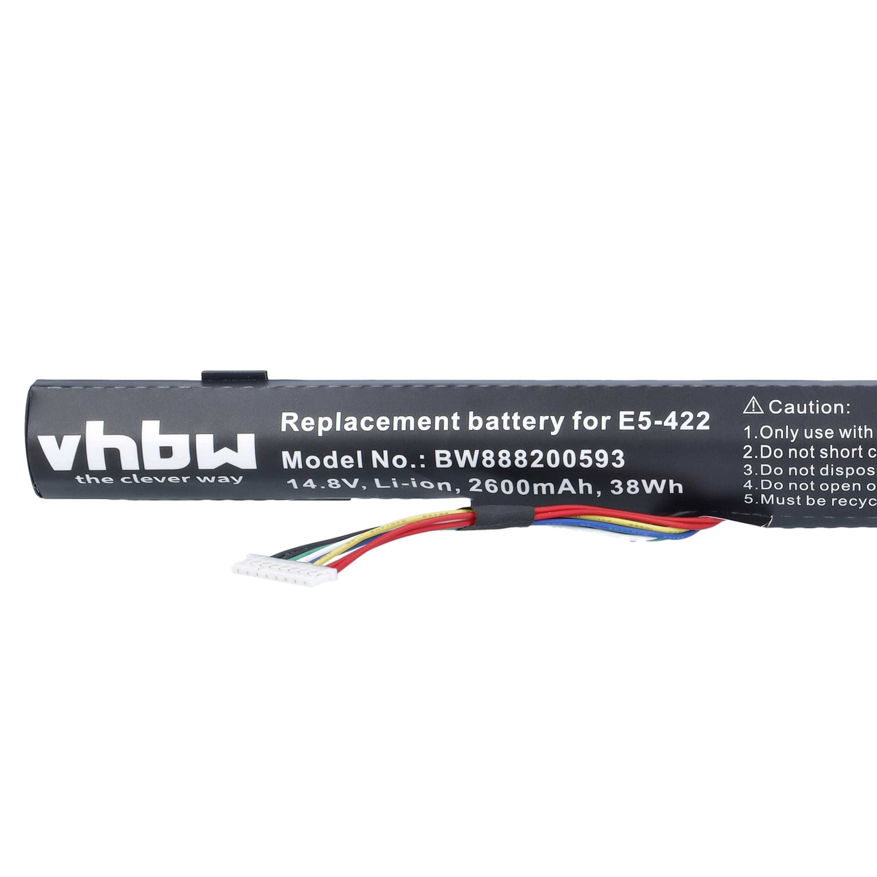 vhbw Akku kompatibel mit Acer Aspire V3-575G-52H2 | V3-575G-53D1, V3-575G-51AW, V3-575G-53SH Notebook (2600 mAh, 14,8 V, Li-Ion)