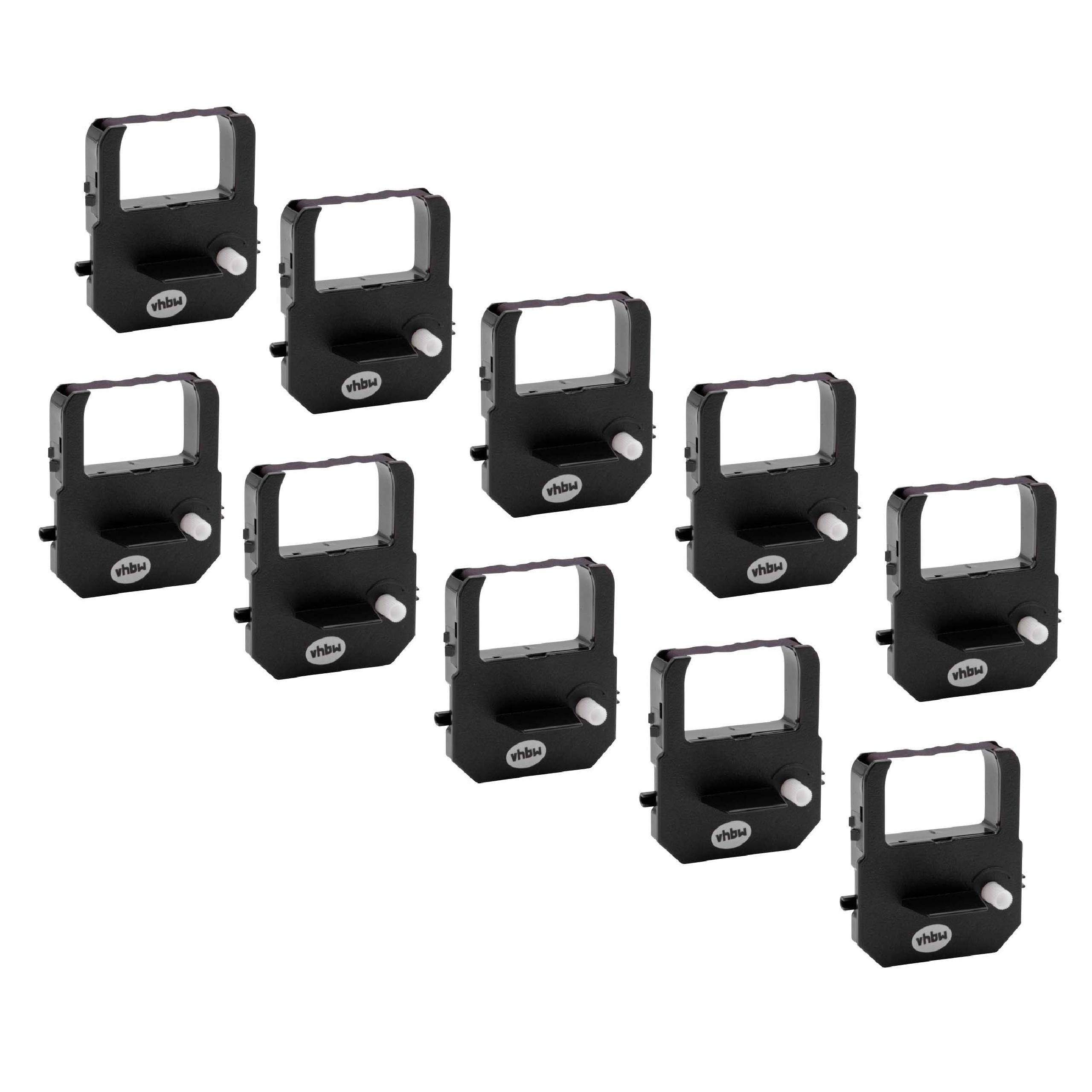 vhbw 10x Farbband Schriftband kompatibel mit Seikosha QS-100, QR-370, QR-350, TP 10, ST 5, ST 10 Nadeldrucker, Bondrucker - Schwarz