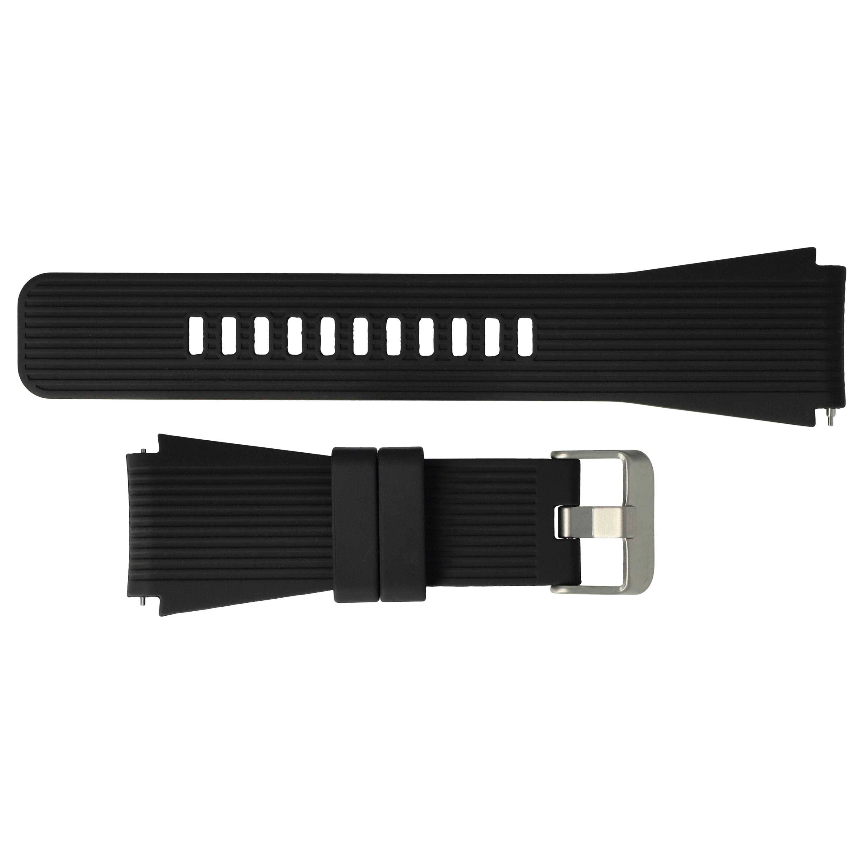 vhbw Ersatz Armband kompatibel mit Samsung Gear S3 Fitnessuhr, Smartwatch - 13,1 + 7,1 cm geriffelt Silikon schwarz