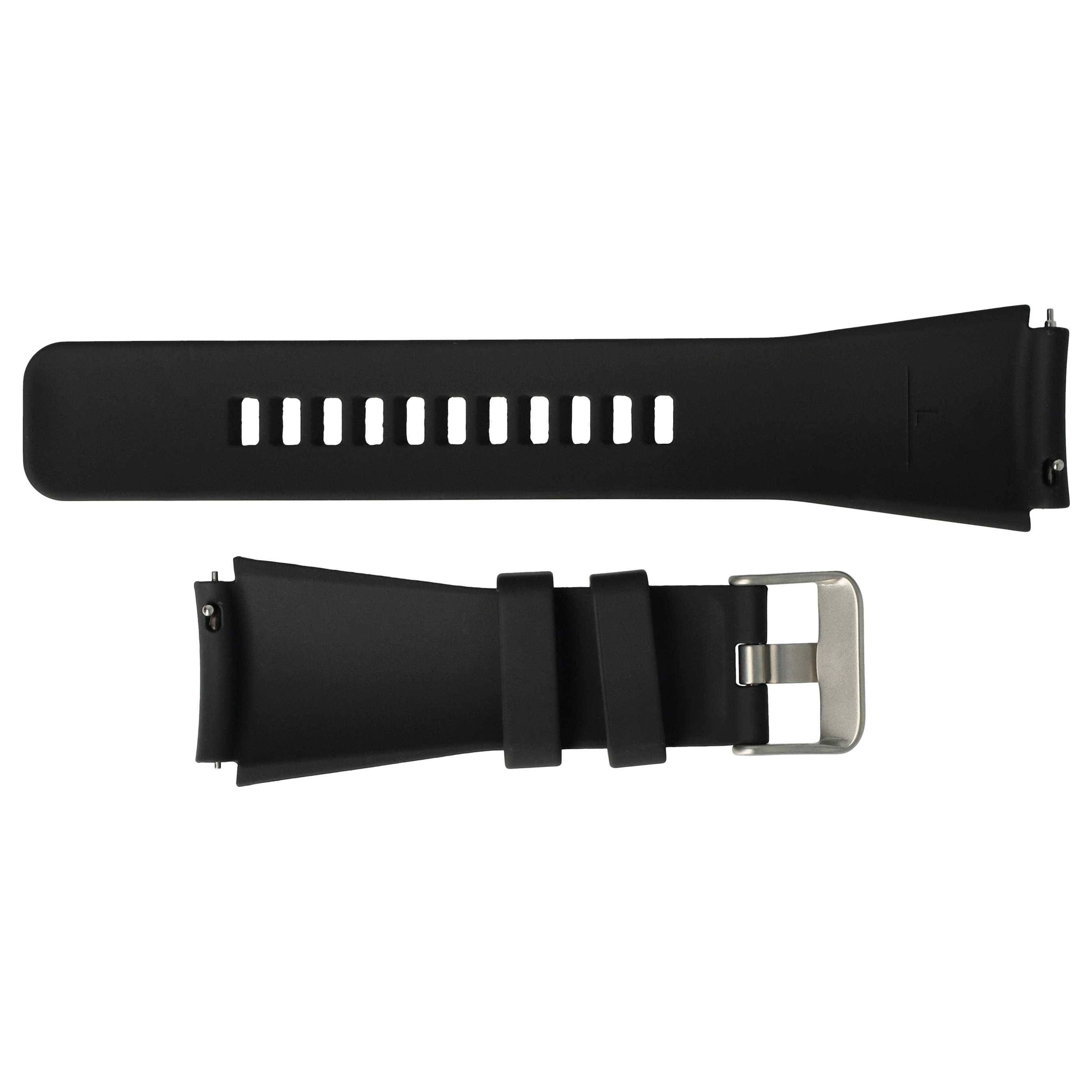 vhbw Ersatz Armband kompatibel mit Samsung Gear S3 Fitnessuhr, Smartwatch - 13,1 + 7,1 cm geriffelt Silikon schwarz