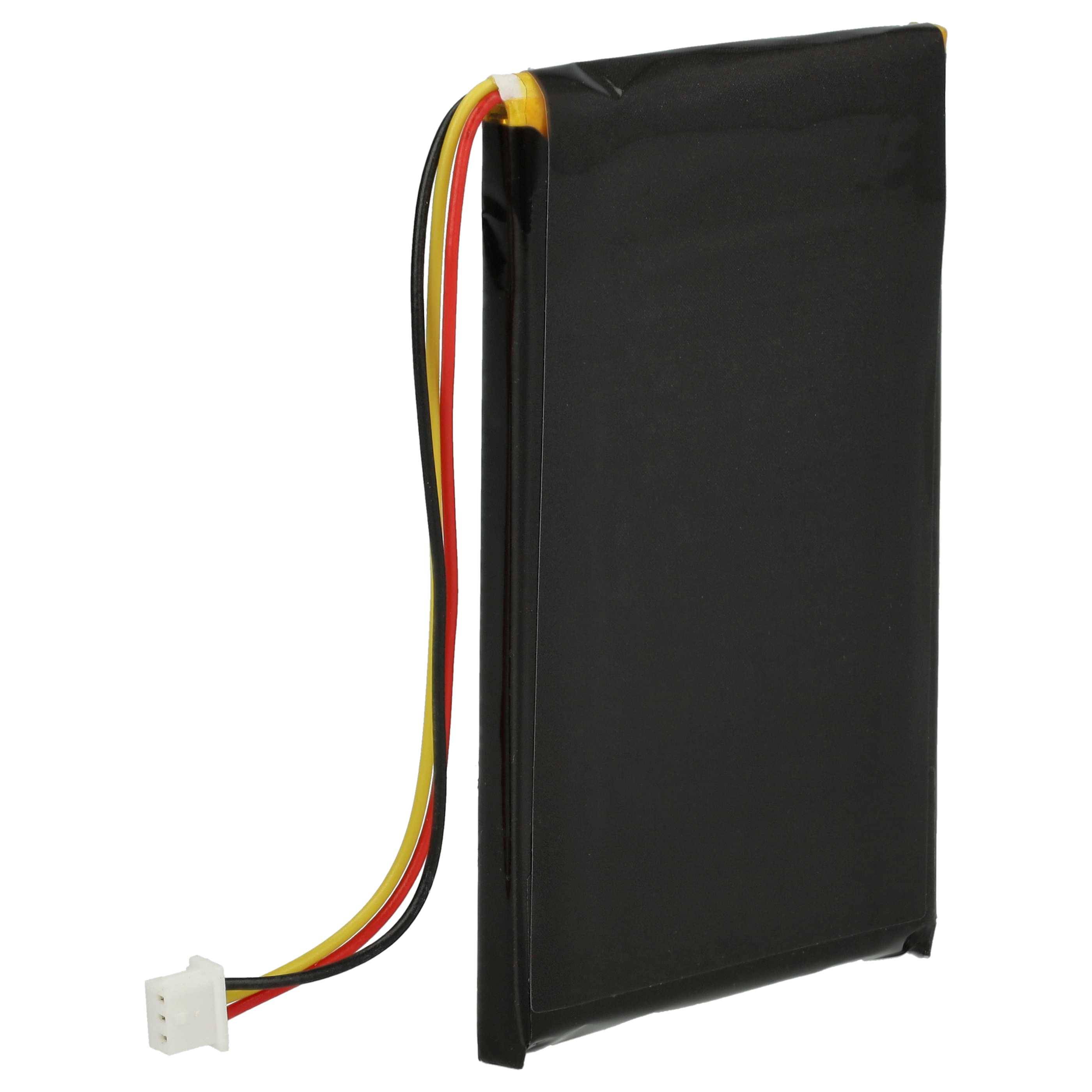 Ein rechteckiges Batteriepäckchen mit roten, schwarzen und gelben Drähten und einem weißen Stecker, das zum Antrieb elektronischer Geräte verwendet wird.