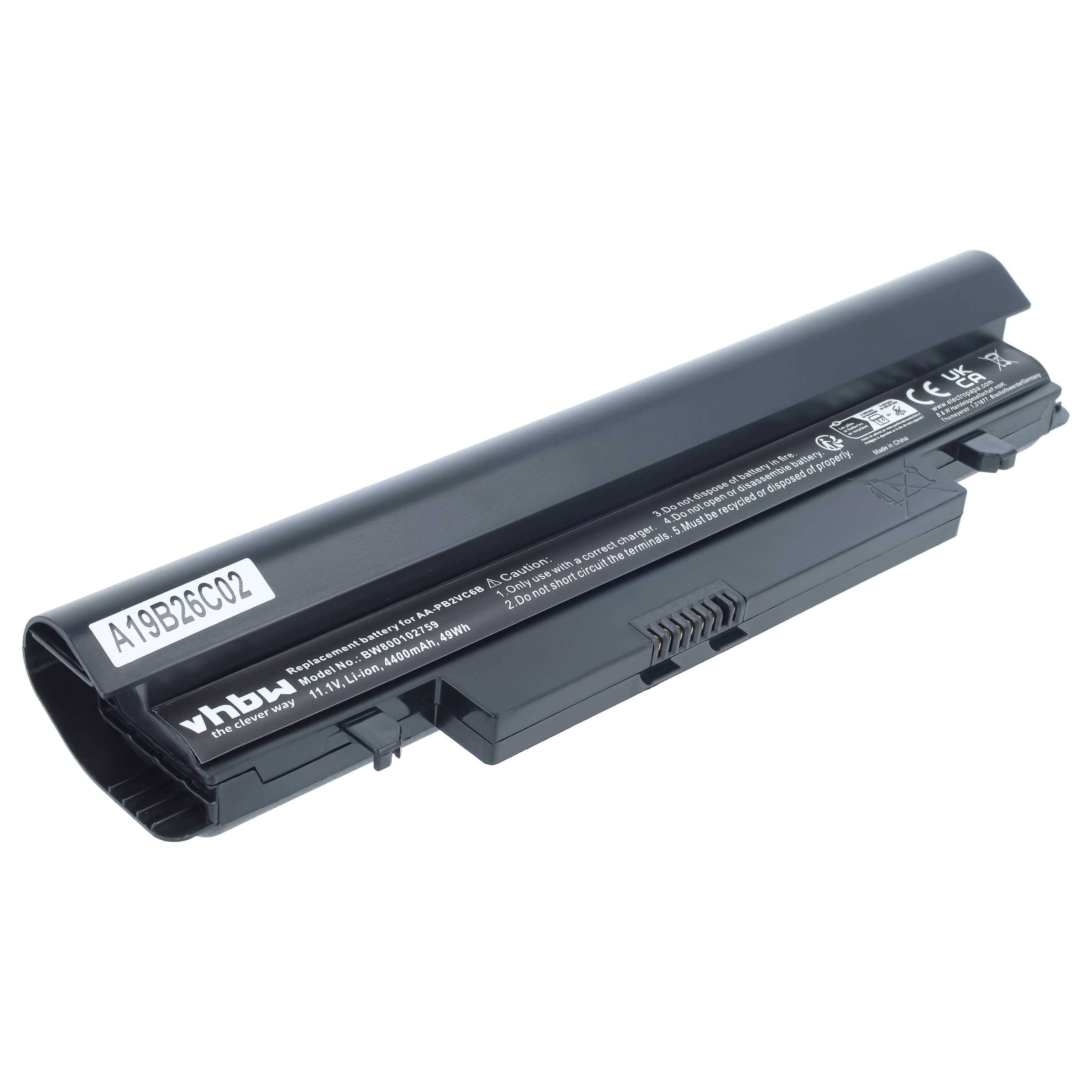 Schwarze Laptop-Batterie mit Etikett 