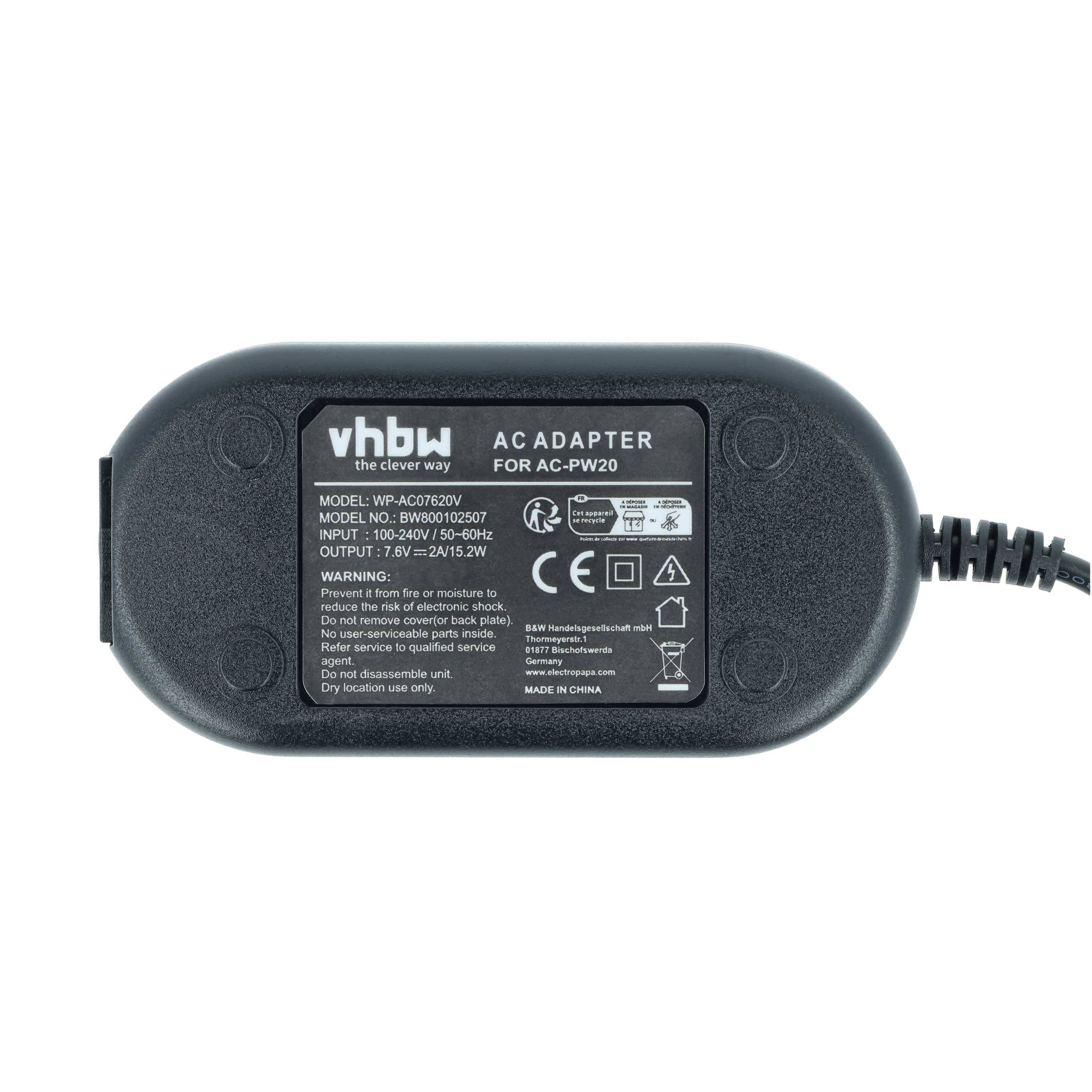 Ein schwarzer AC-Adapter mit einem Etikett, das das Modell 