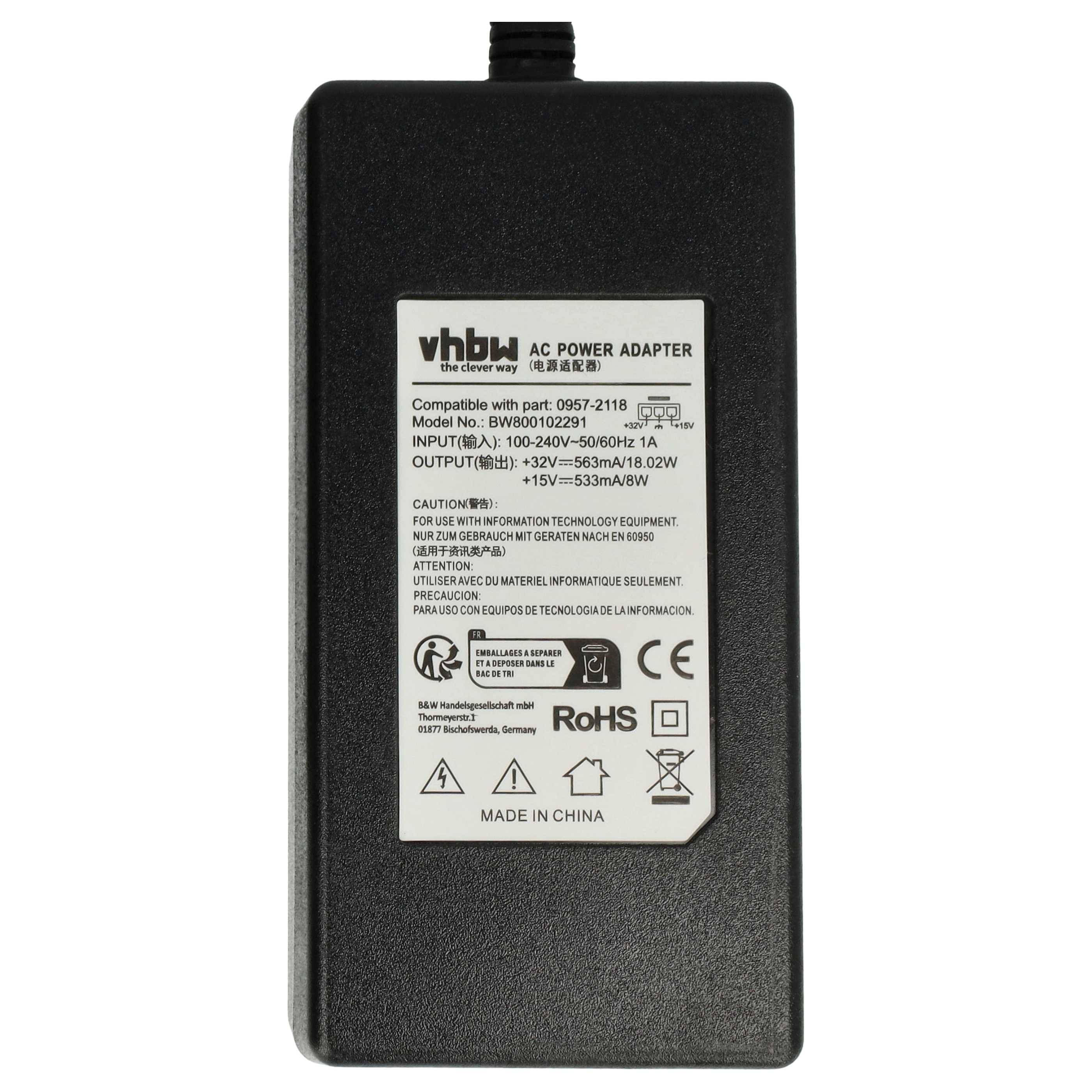 vhbw Netzteil kompatibel mit HP Officejet 4315, 4355, 4315v, 4315xi Drucker - 200 cm