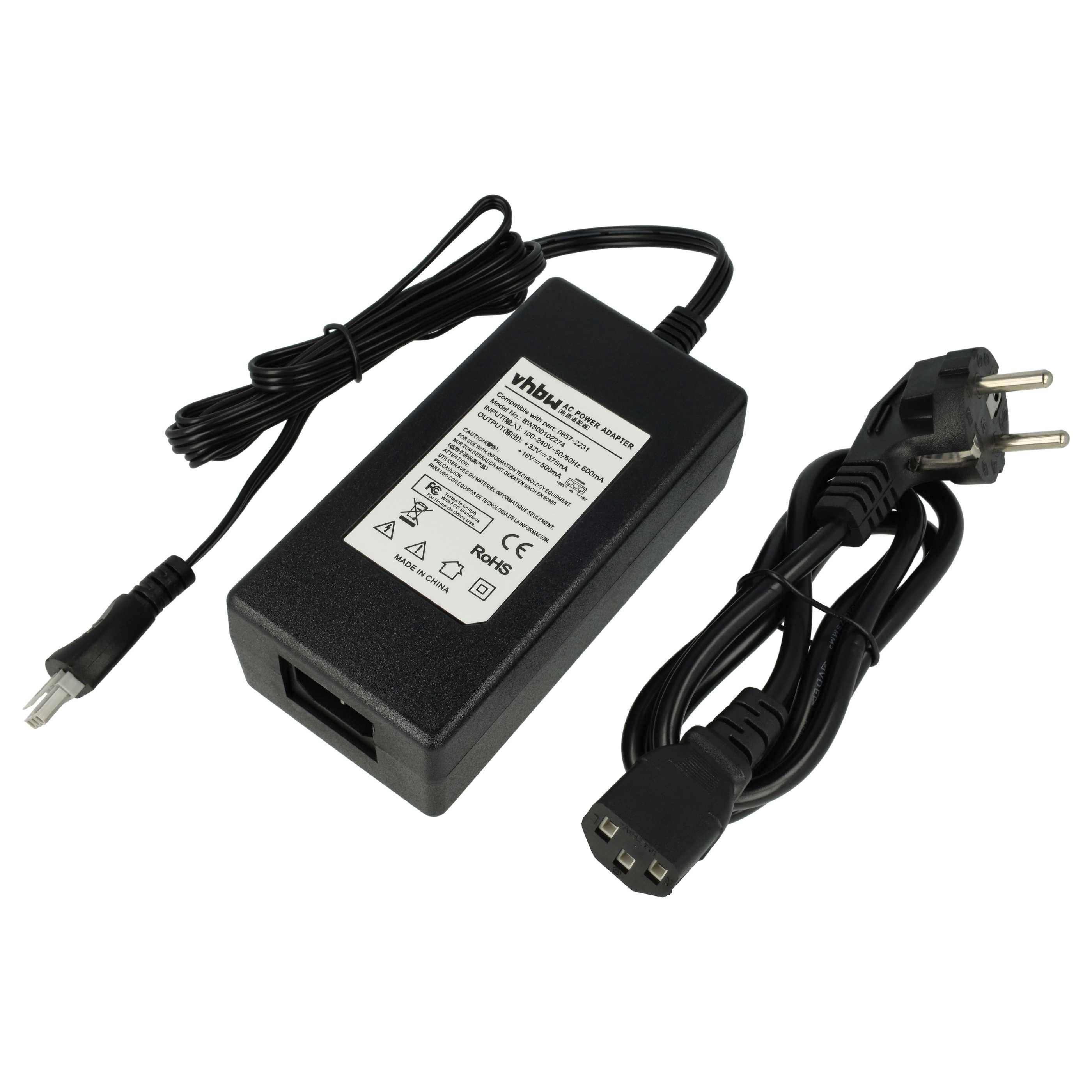 vhbw Netzteil kompatibel mit HP Photosmart C4240, C4250, C4273, C4280, C4283, C4290, C4340, C4343, C4348, C4380, C4383, C4385 Drucker - 200 cm