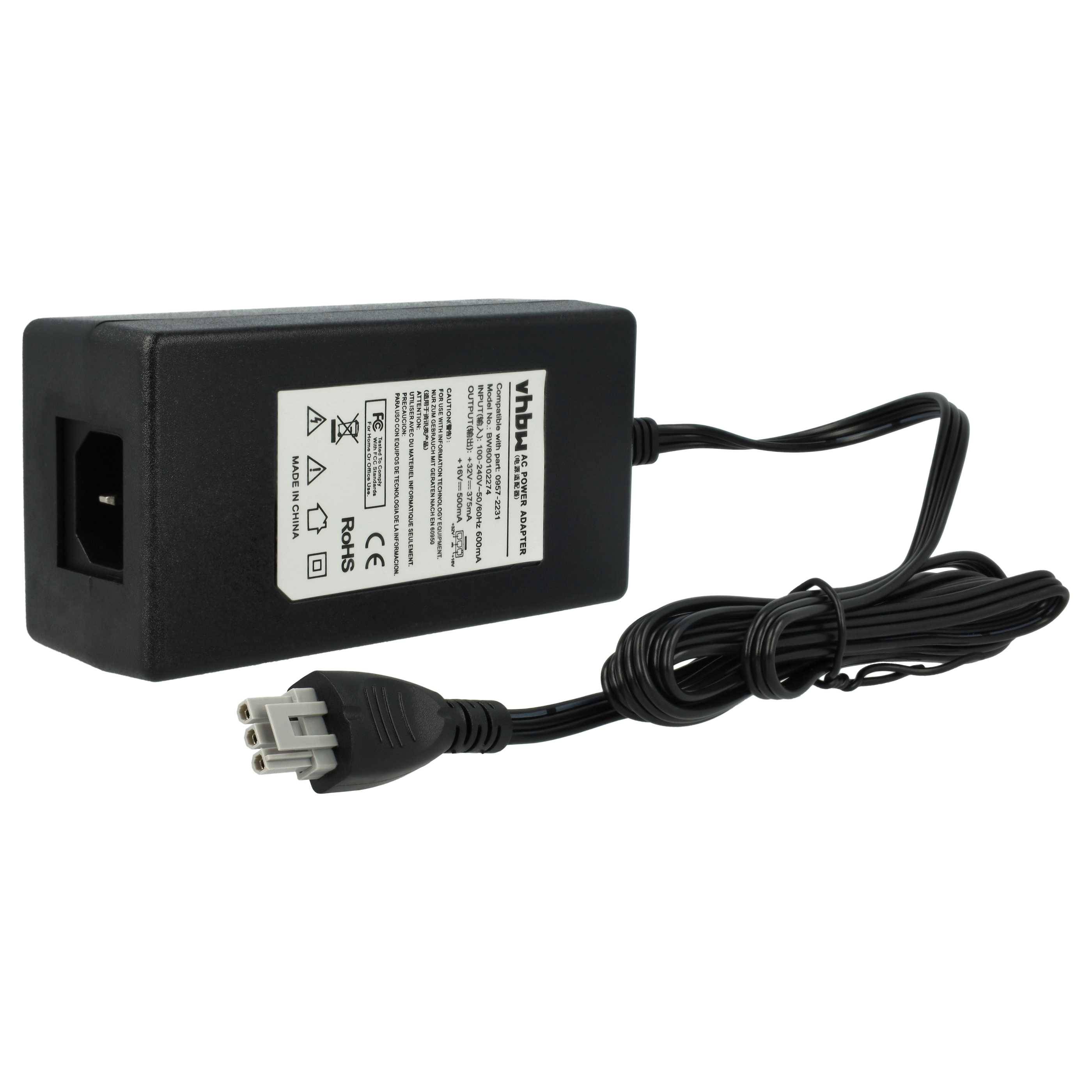 vhbw Drucker Netzteil (32V - 375mA / 16V - 500mA) kompatibel mit HP Deskjet | Photosmart Ersatz für HP 0957-2231 - 200 cm