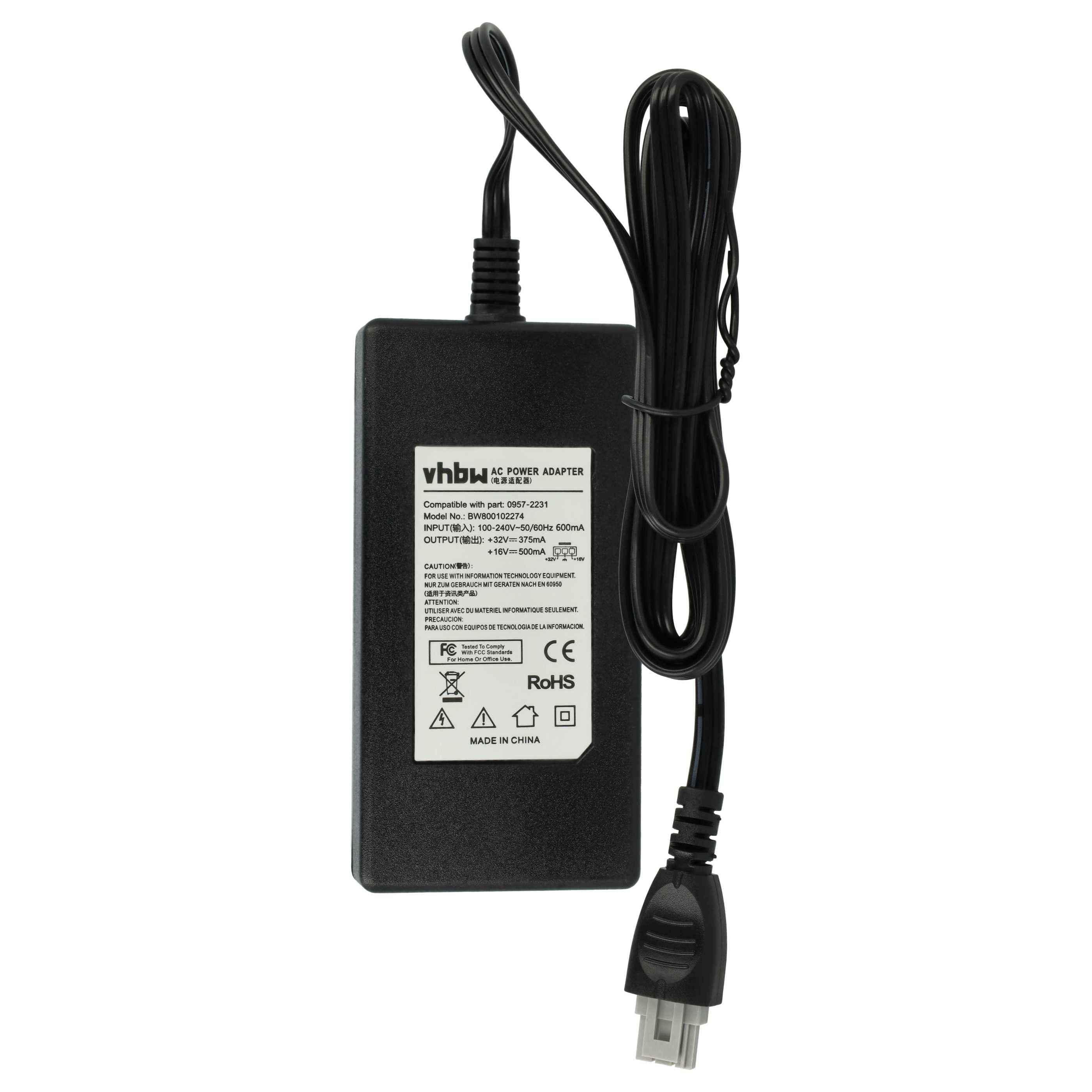 vhbw Netzteil kompatibel mit HP Deskjet D1420, D1430, D1460, D1465, D1468, D1470, D2430, D2445, D2460, D2465, D2468, D2560, D2565 Drucker - 200 cm