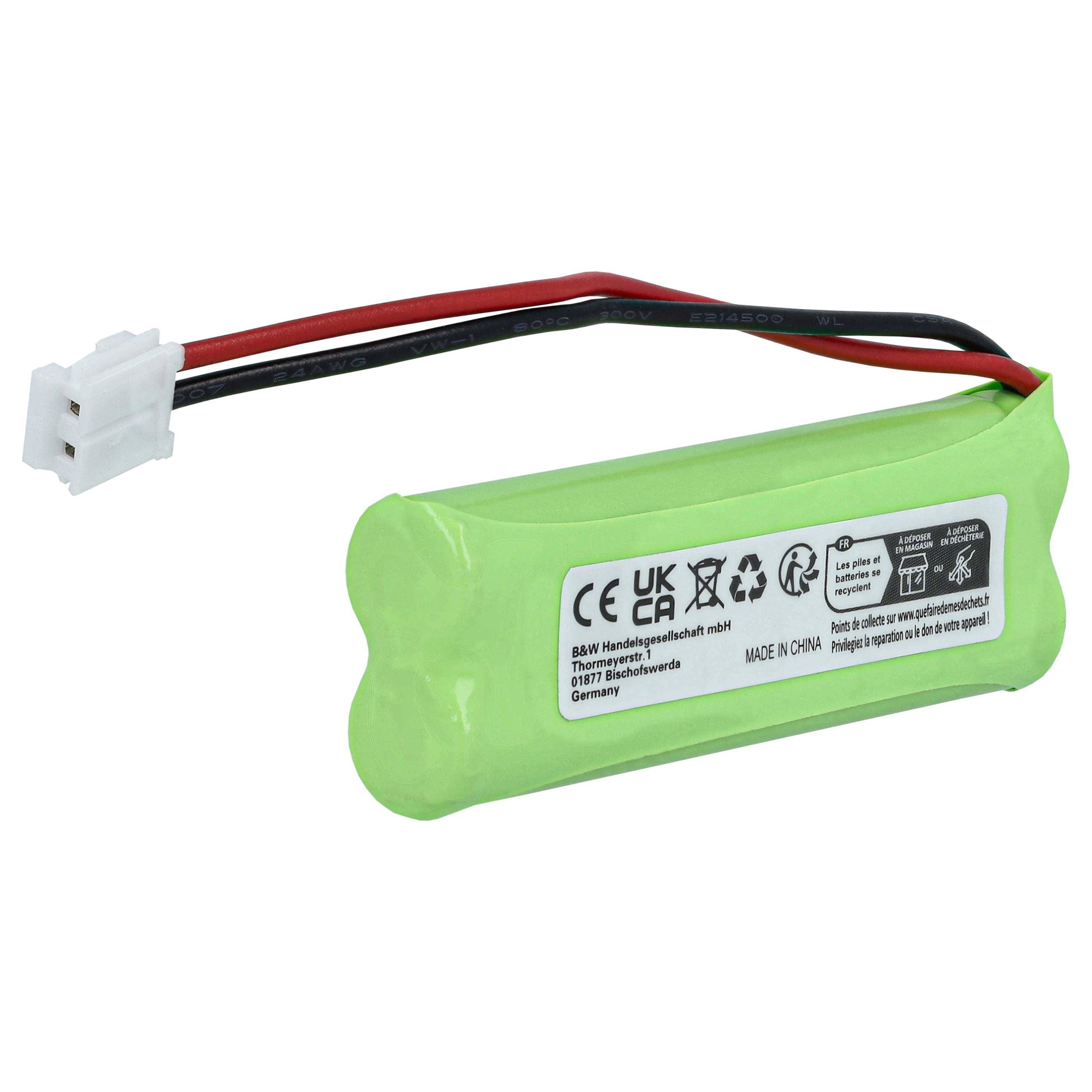 vhbw 5x Akku kompatibel mit Medion MD83244, Life S63114 schnurlos Festnetz Telefon (500mAh, 2,4V, NiMH)