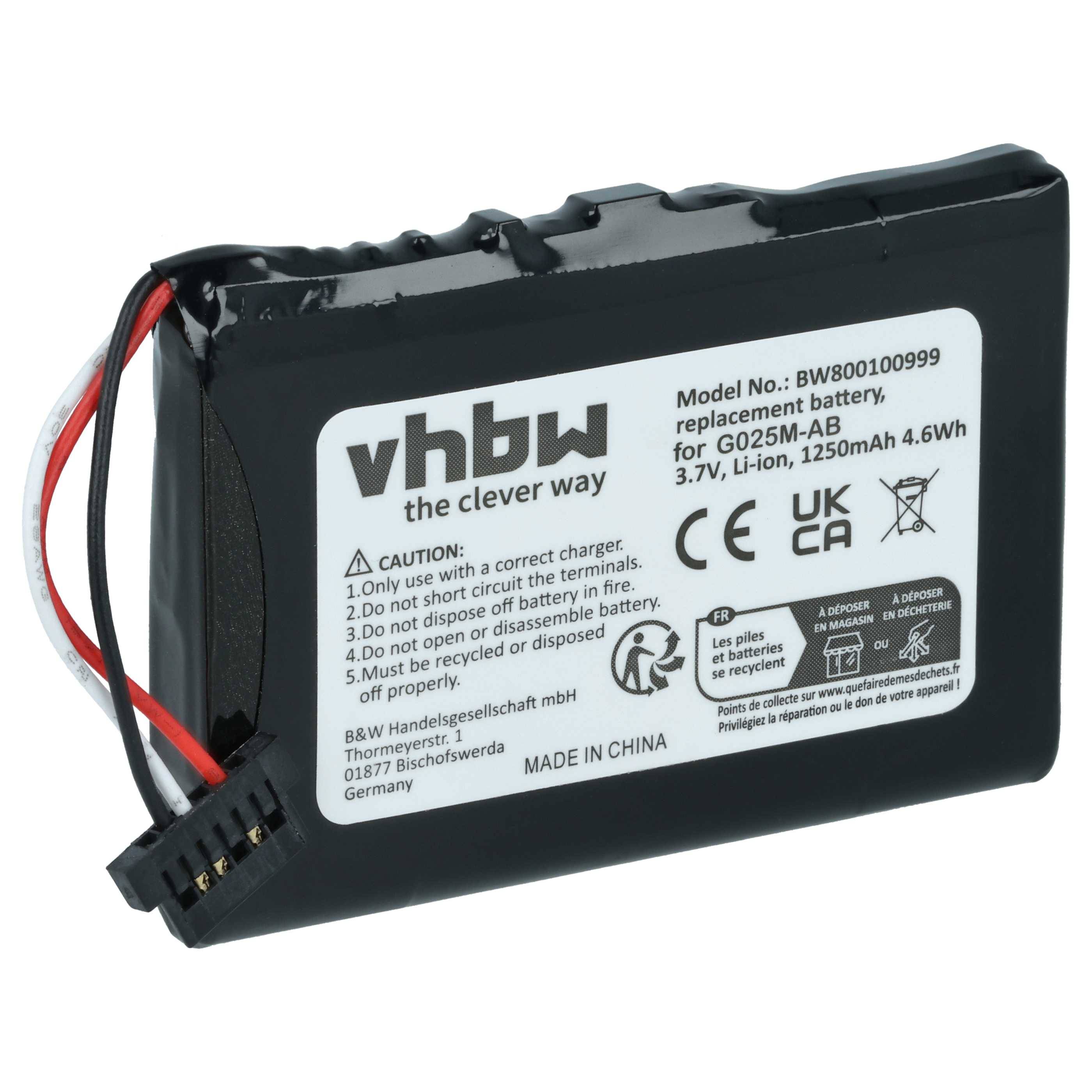 vhbw Akku kompatibel mit Becker Ready 50 LMU Plus+ | GPS Navigation Navi (1200 mAh, 3,7 V, Li-Ion)