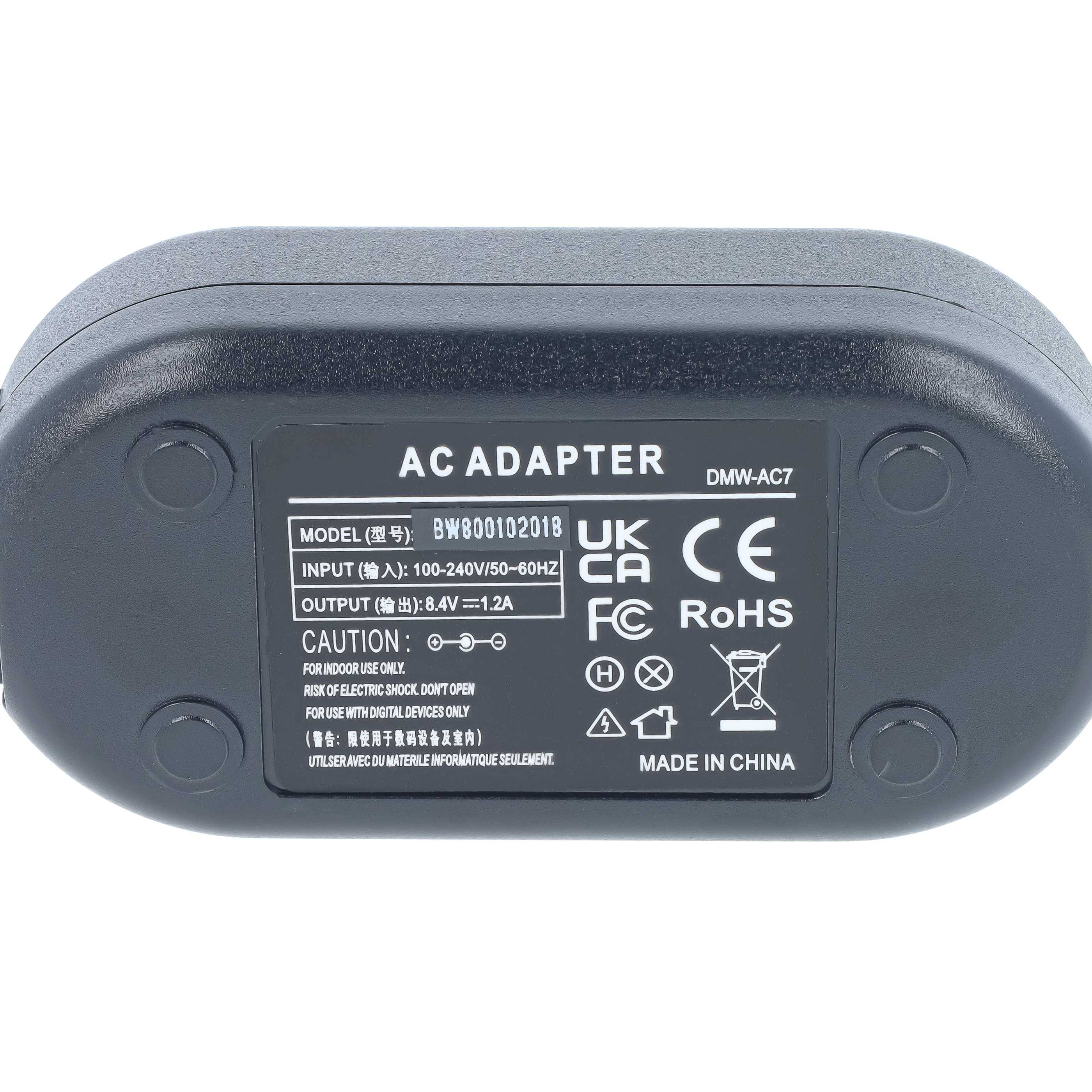 vhbw Kamera-Netzteil Netzkabel Ersatz für Panasonic DMW-Ac7 für Kamera | Digitalkamera, DSLR - Netzteil, 2m