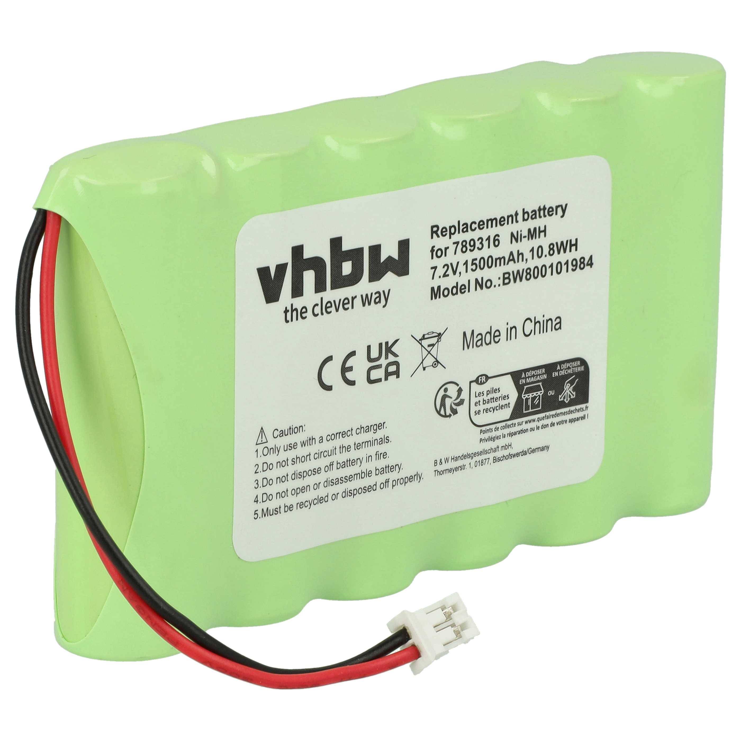 vhbw Akku kompatibel mit Incognito Elite P2000, Serie 7, 73016 Barcodescanner POS (1500 mAh, 7,2 V, NiMH)