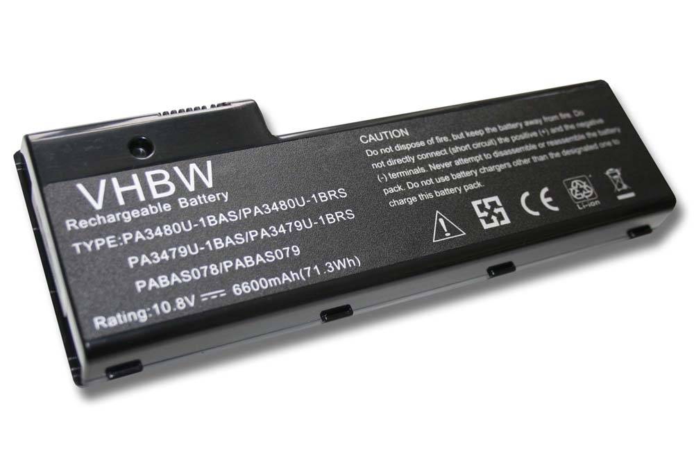 vhbw 1x Akku kompatibel mit Toshiba Satellite P105-S6062, P105-S6102, P105-S6064, P105-S6084 Notebook (6600 mAh, 10,8 V, Li-Ion)
