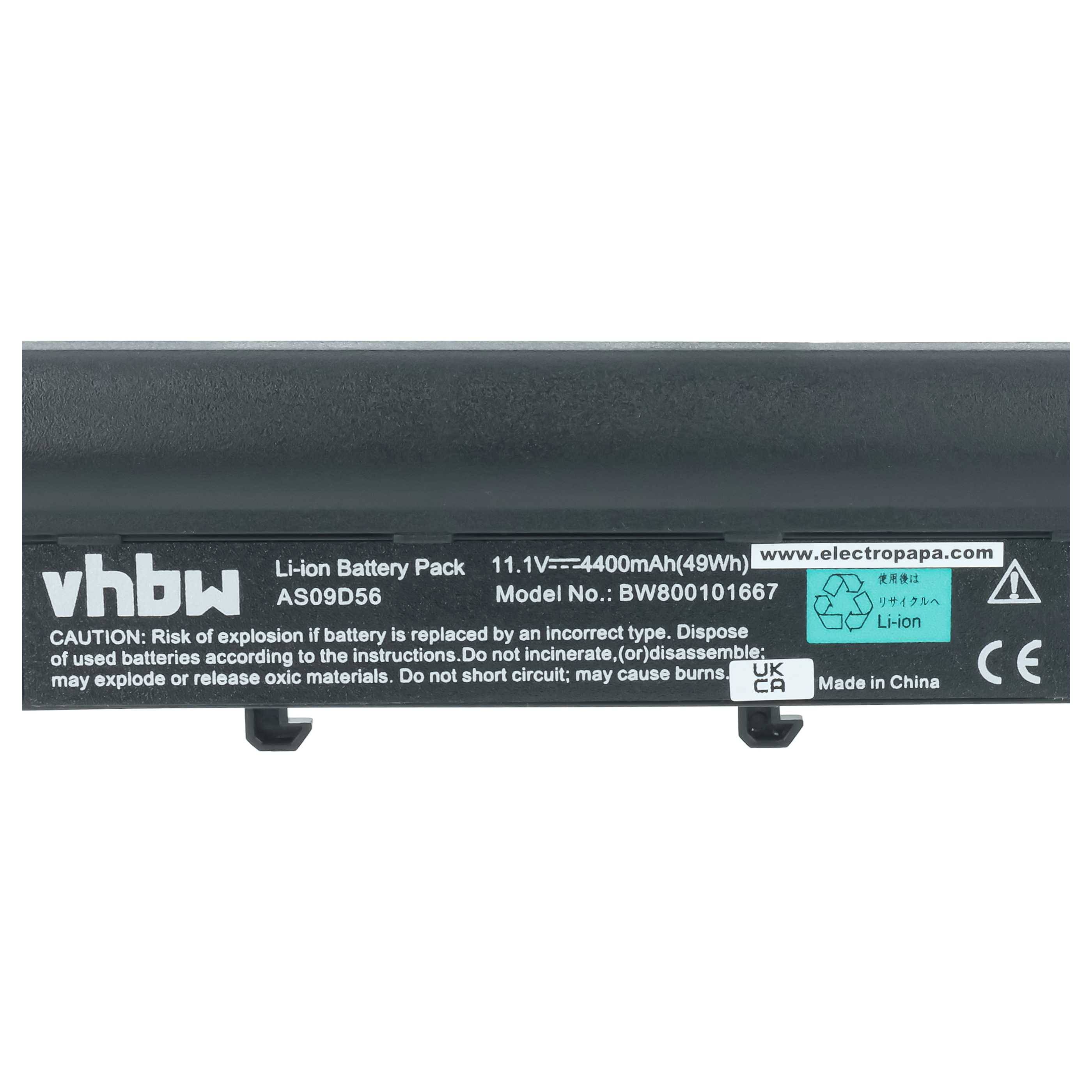 vhbw Akku kompatibel mit Acer Travelmate 8471, 8471-353G25Mn, 8371-P716F, 8371-P716DF, 8371-P716D Notebook (4400 mAh, 11,1 V, Li-Ion)