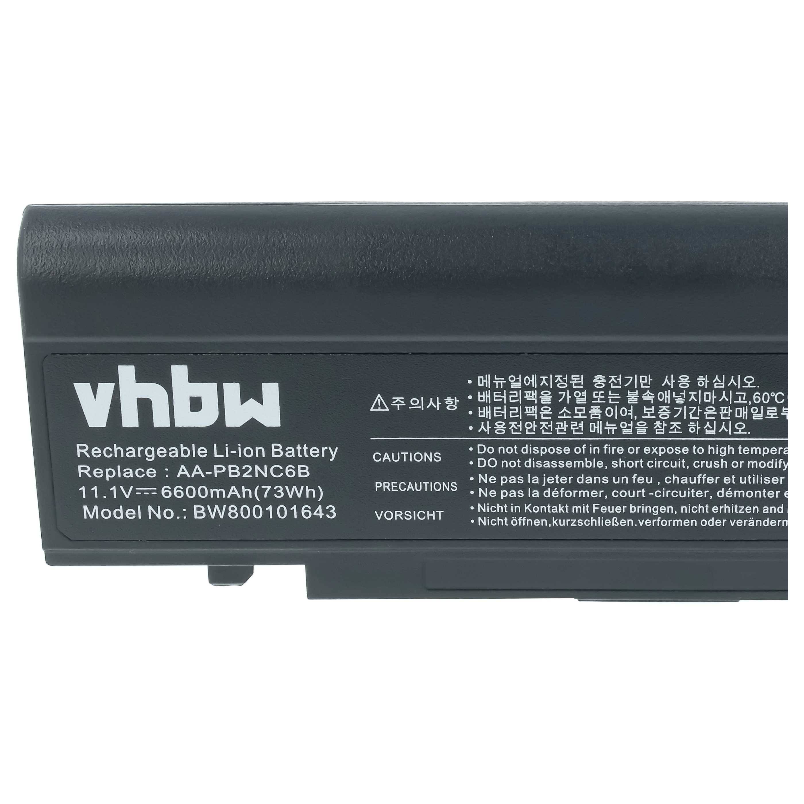 vhbw Akku kompatibel mit Samsung X60-TV02, X60 XEP 2310, X60 T2600 Becudo, X60-TV01, X60 XEP 2400 Notebook (6600 mAh, 11,1 V, Li-Ion)