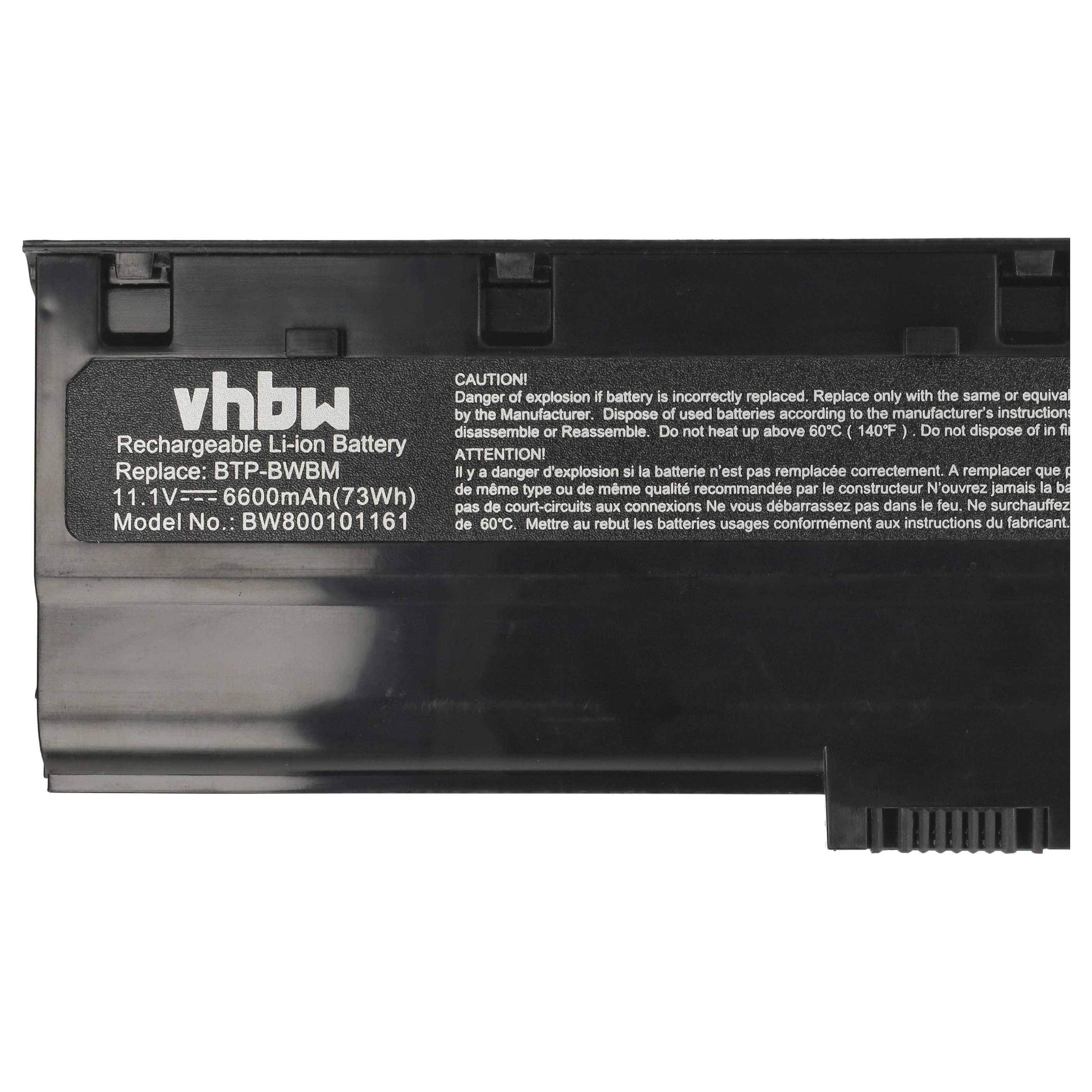 vhbw Akku kompatibel mit Medion WIM2150, WIM2170, WIM2180, WIM2190, WIM2200, WIM2210, WIM2220 Notebook (6600mAh, 11,1V, Li-Ion)