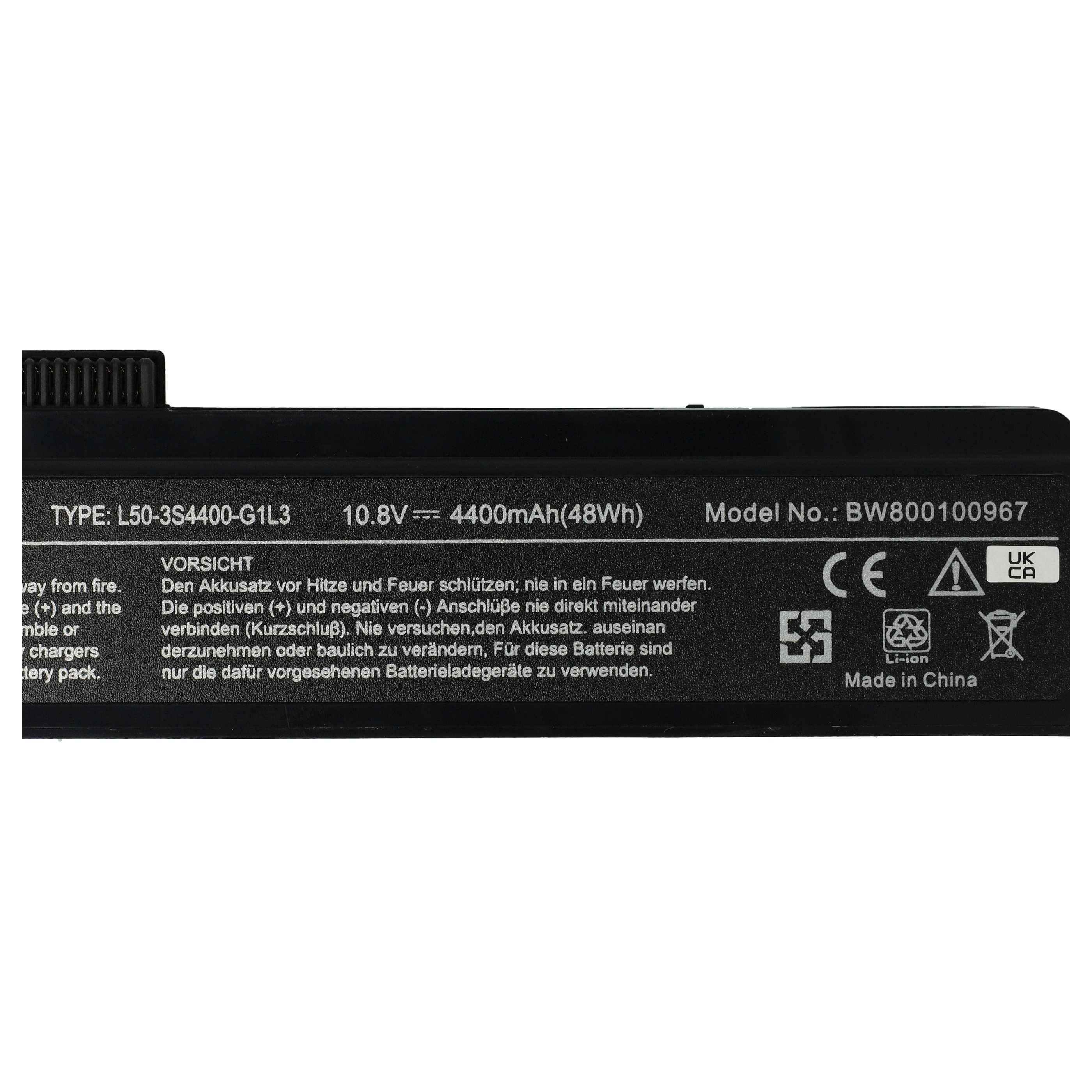 vhbw Akku Ersatz für L50-3S4400-S1S5, WP-UNL50/3 für Notebook (4400 mAh, 11,1 V, Li-Ion)