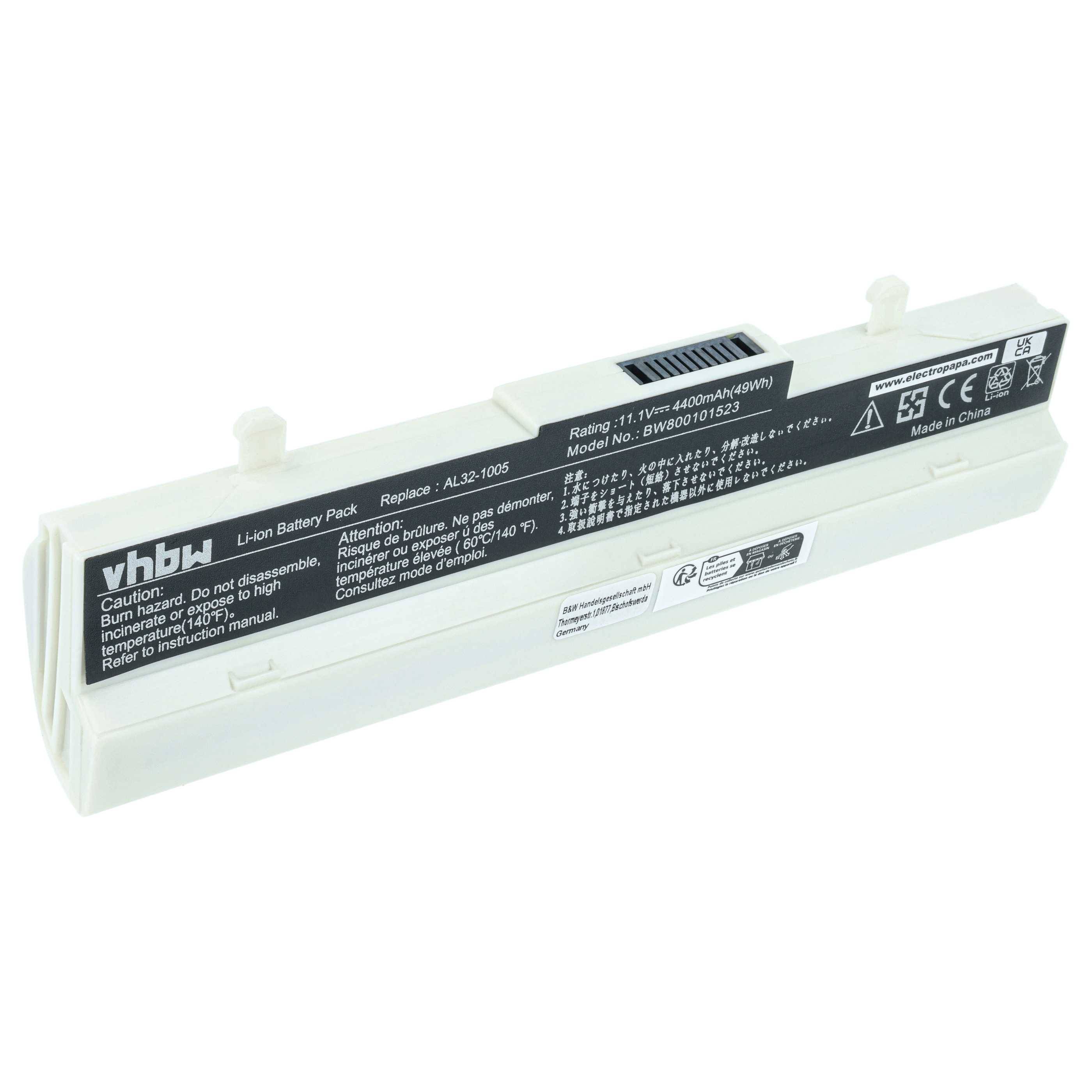 vhbw Akku Ersatz für Asus TL31-1005, PL32-1005, ML32-1005, ML31-1005 für Notebook (4400 mAh, 11,1 V, Li-Ion) - weiß