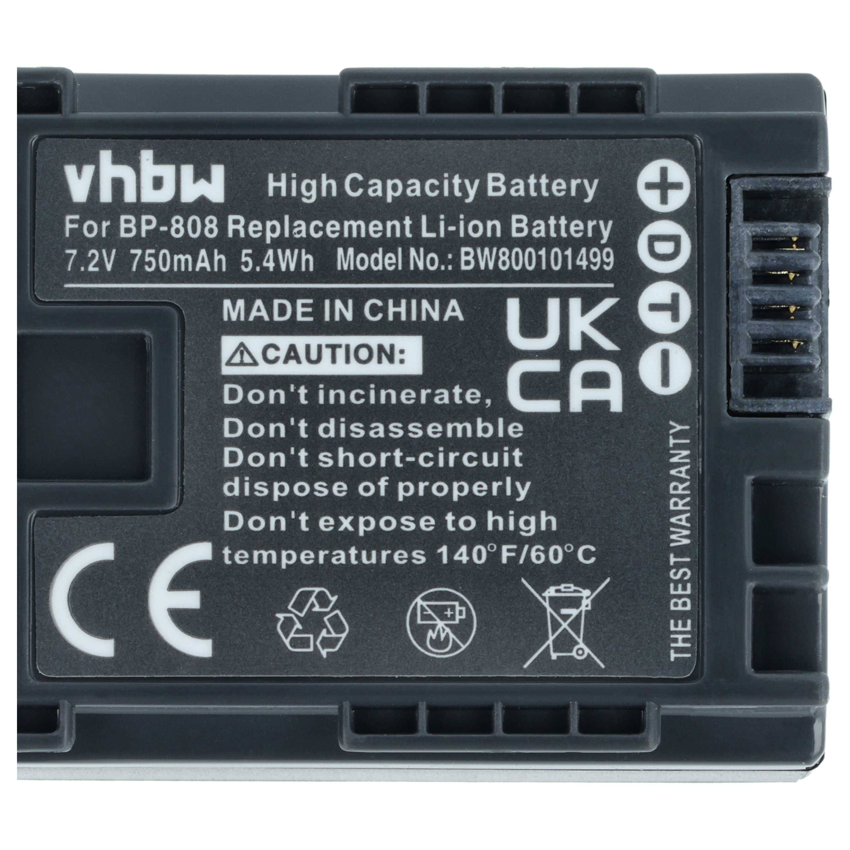 vhbw 3x Akku kompatibel mit Canon Vixia HFM41, HFM400, HF M400, HF M40 Videokamera Camcorder (750 mAh, 7,2 V, Li-Ion) + Infochip