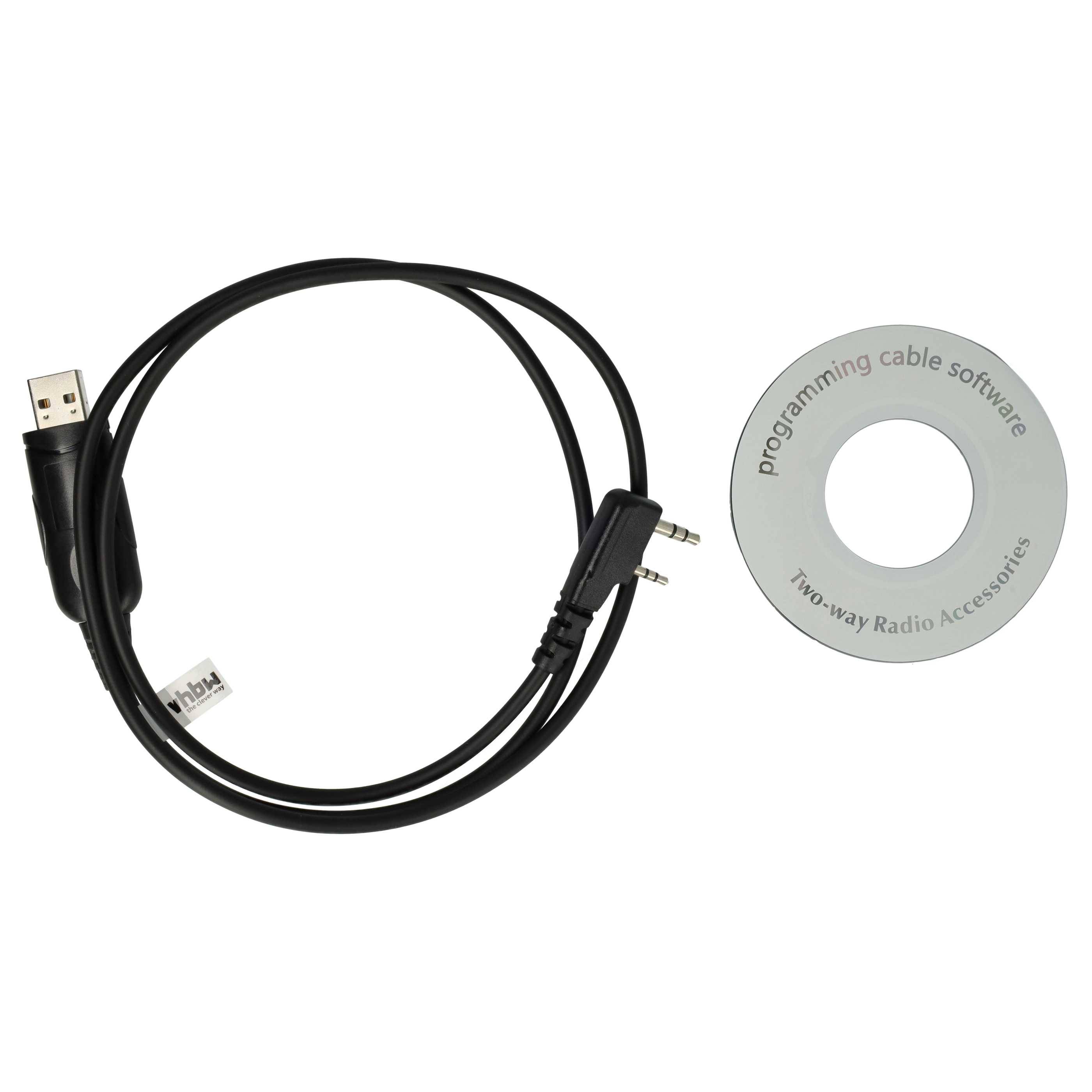 vhbw USB Programmierkabel kompatibel mit Kenwood TK-2118, TK-2170K, TK-2102L, TK-2170, TK-2102, TK-2100, TK-2107, TK-220, TK-208 Funkgerät, schwarz