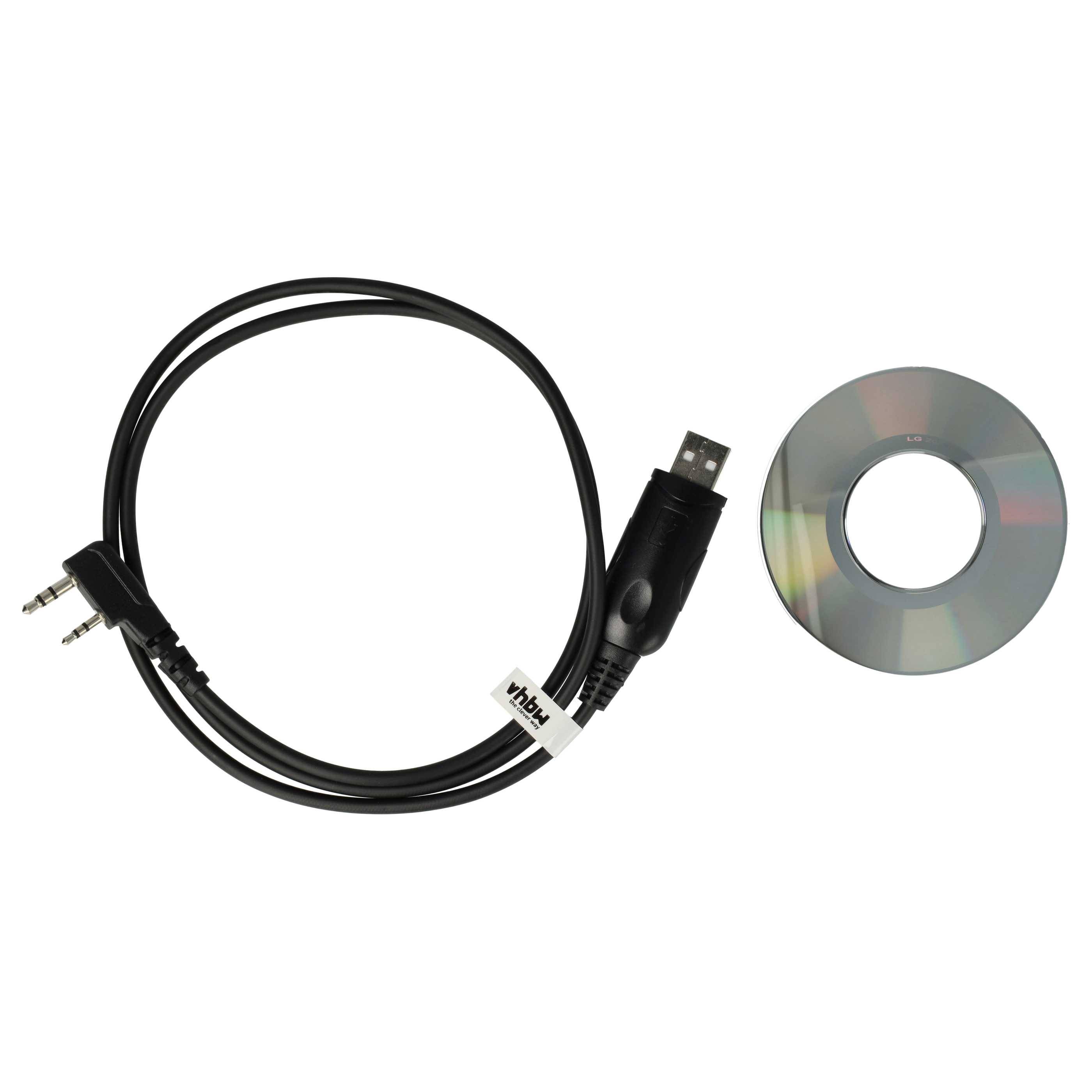 vhbw USB Programmierkabel kompatibel mit Kenwood TK-2118, TK-2170K, TK-2102L, TK-2170, TK-2102, TK-2100, TK-2107, TK-220, TK-208 Funkgerät, schwarz
