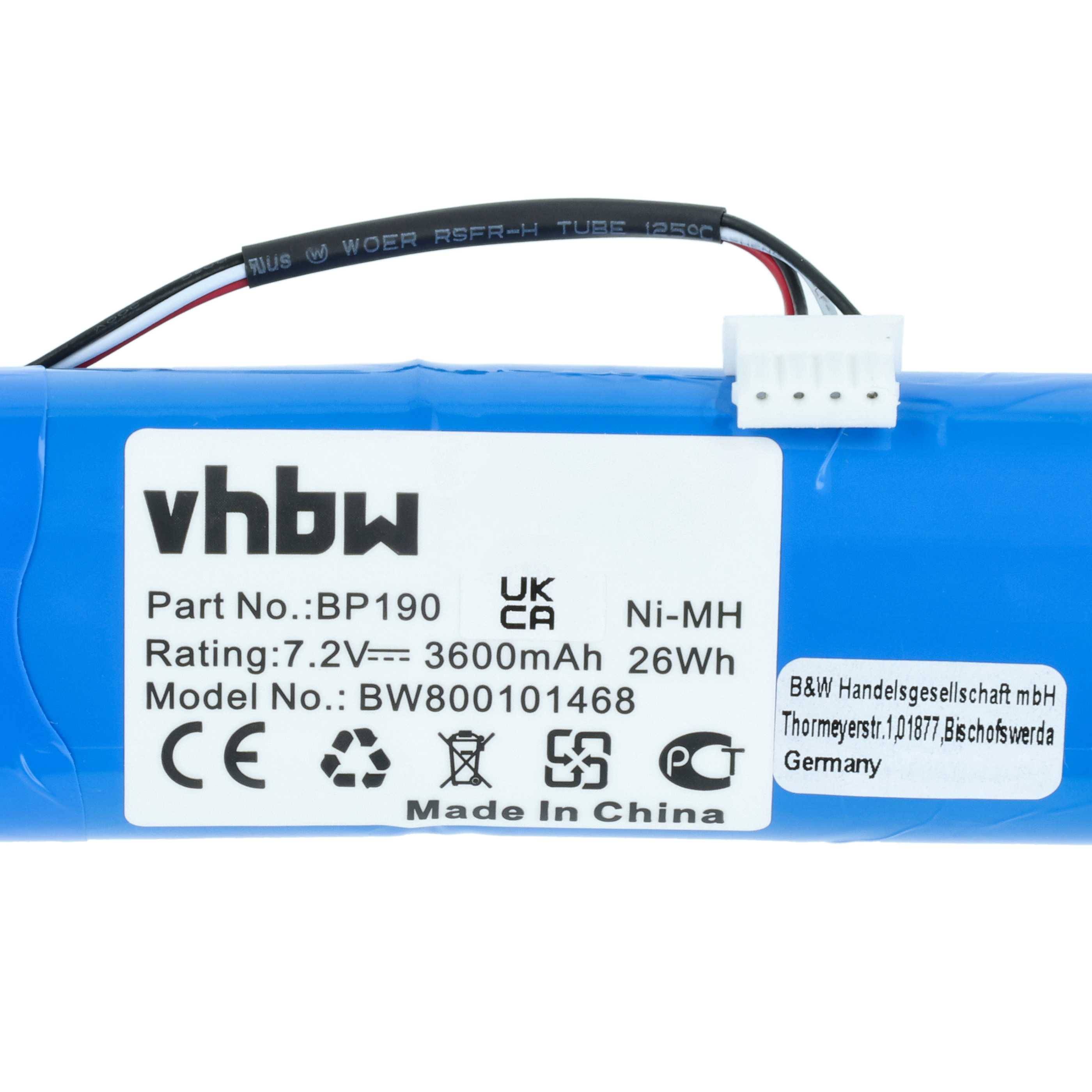 vhbw Akku kompatibel mit Fluke Scopemeter 199C | 215, 215C, 215C-S, 225, 225C Oszilloskop, Messgerät (3600mAh, 7,2V, NiMH)