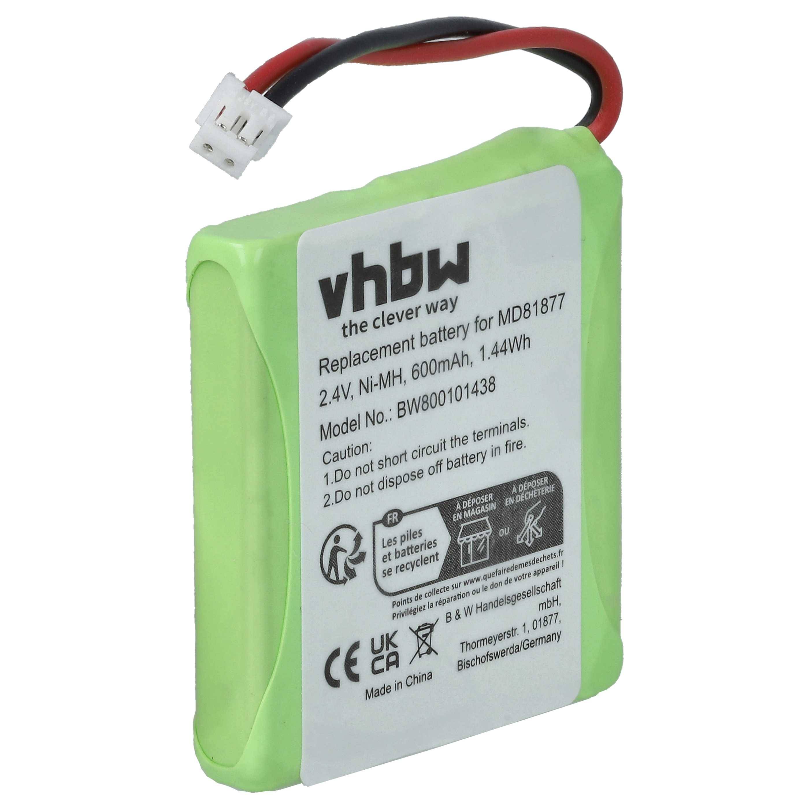 vhbw NiMH Akku kompatibel mit Medion Life E63038 | S63006, S63022, S63049 schnurlos Festnetz Telefon für 5M702BMX, GP0827, GP0845, GPHP70-R05