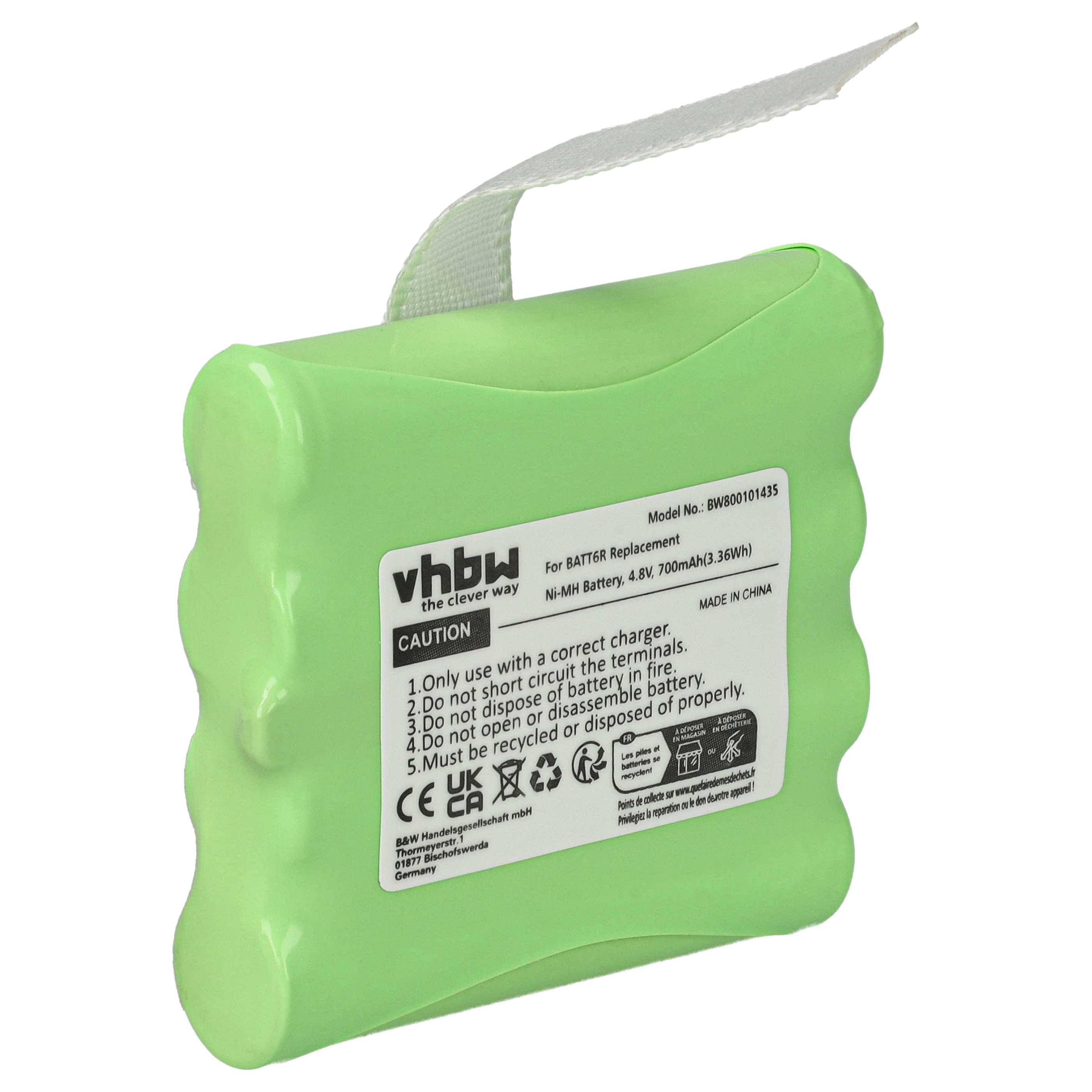 vhbw Akku kompatibel mit Midland GXT650, GXT661, LXT210, LXT276, LXT314 Funkgerät, Walkie Talkie (700mAh, 4,8V, NiMH)
