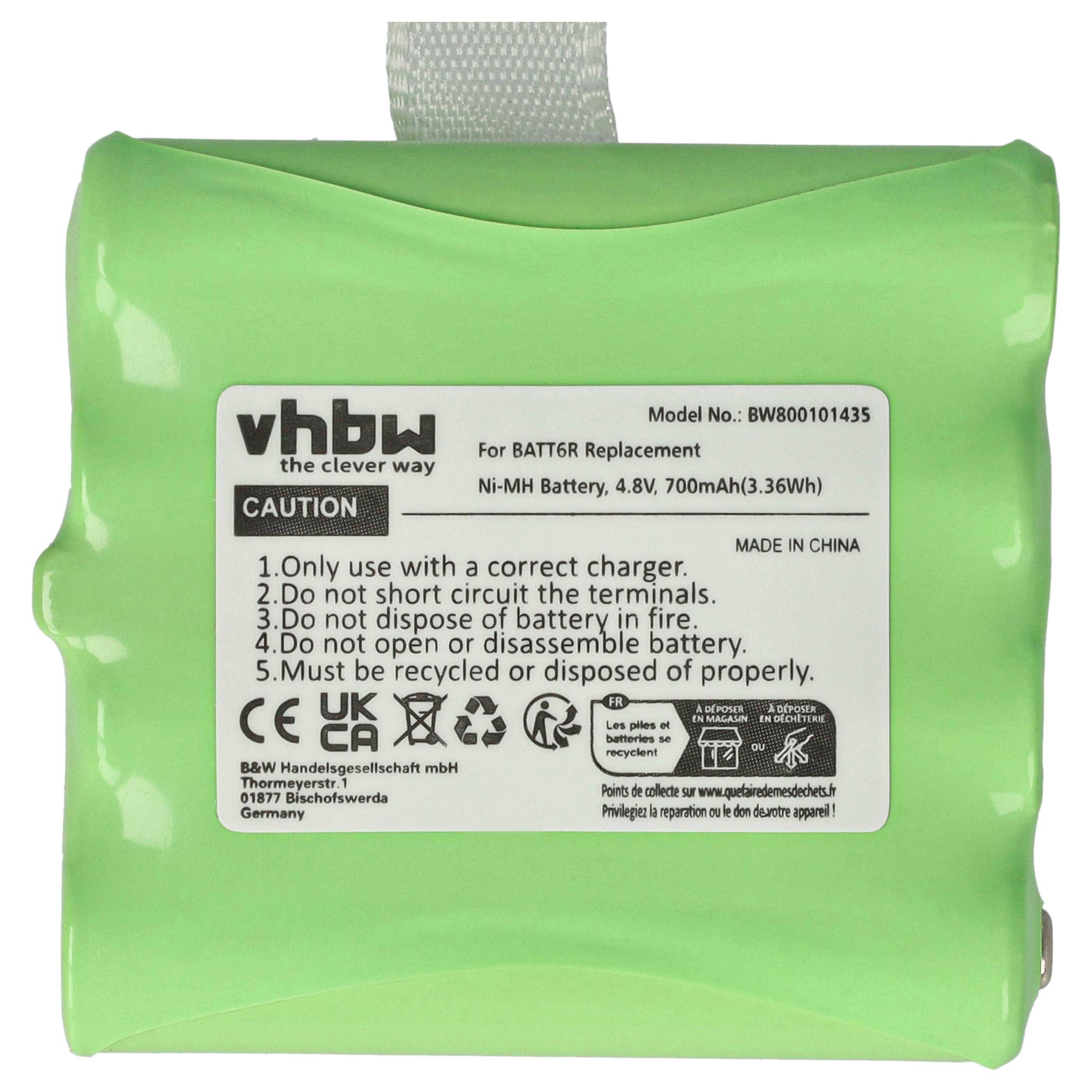 vhbw Akku kompatibel mit Midland GXT650, GXT661, LXT210, LXT276, LXT314 Funkgerät, Walkie Talkie (700mAh, 4,8V, NiMH)