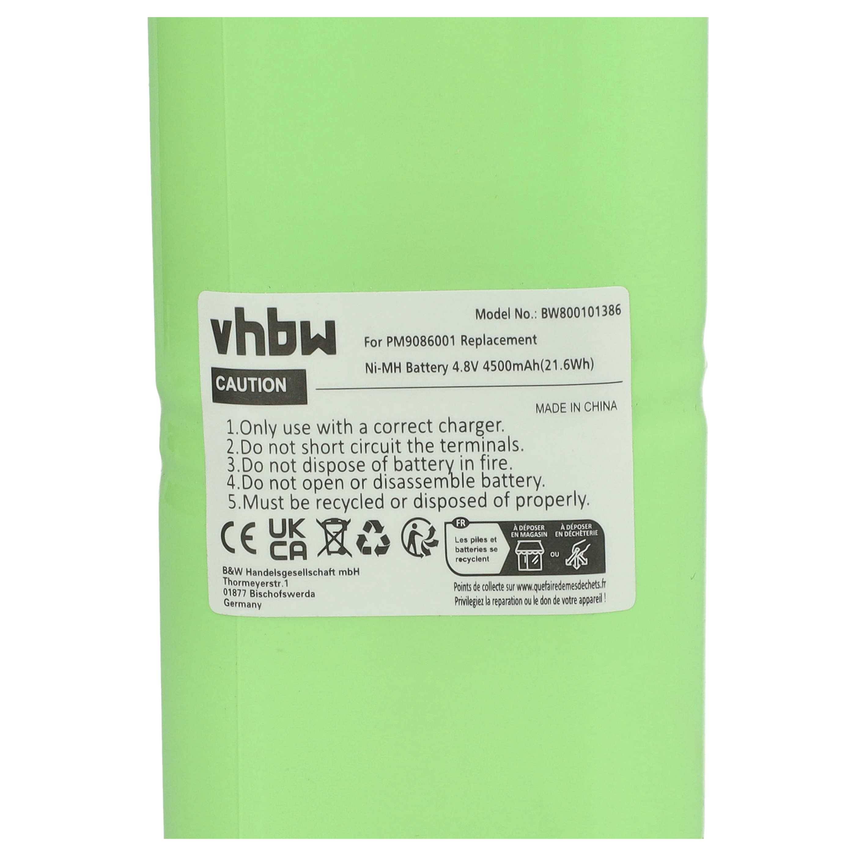 vhbw Akku Ersatz für Fluke PM9086 001 | B10858, AS30006 für Messgerät (4500 mAh, 4,8 V, NiMH)
